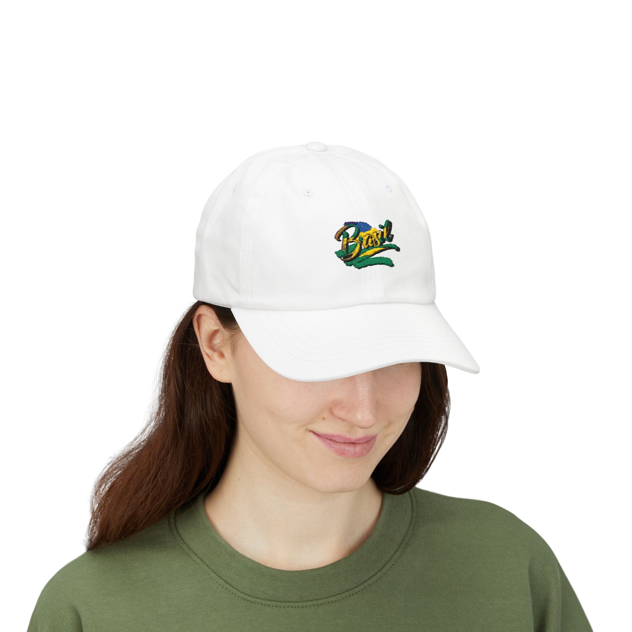 Boné clássico bordado - Boné branco Brasil para estilo casual