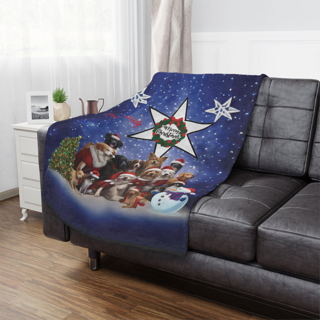 Microfiber Blanket - Cute Dogs Christmas Celebration