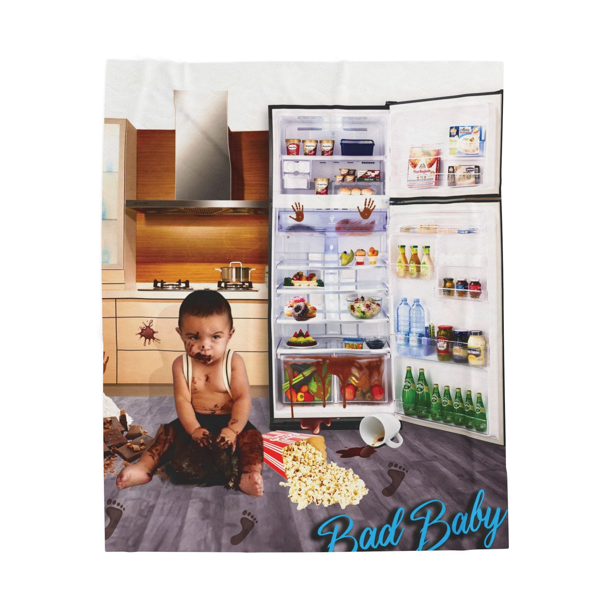 Velvet Plush Blanket - Funny Baby Mischief Design, Bad baby brand 