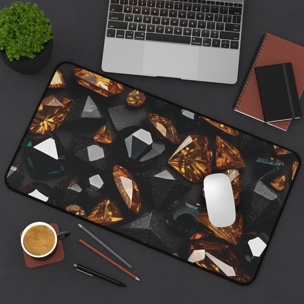 Desk Mat - Black and Gold Diamond Design - Ideal Gift