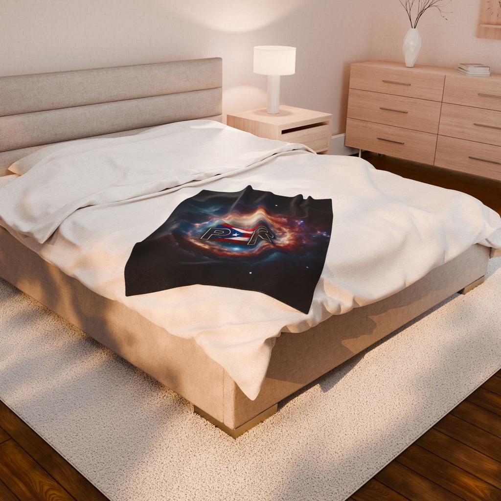 Puerto Rico Flag Galaxy Velveteen Plush Blanket