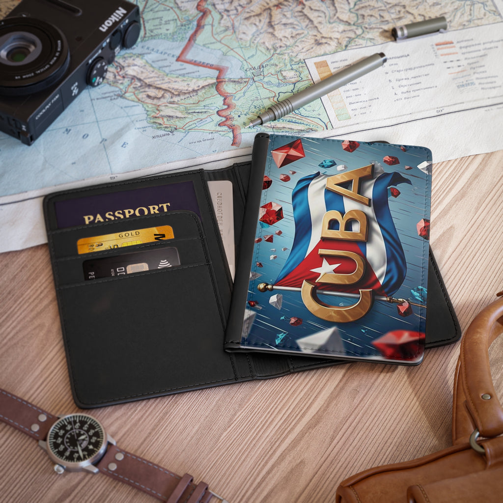 Funda para pasaporte con la bandera de Cuba: un elegante accesorio de viaje para aventureros