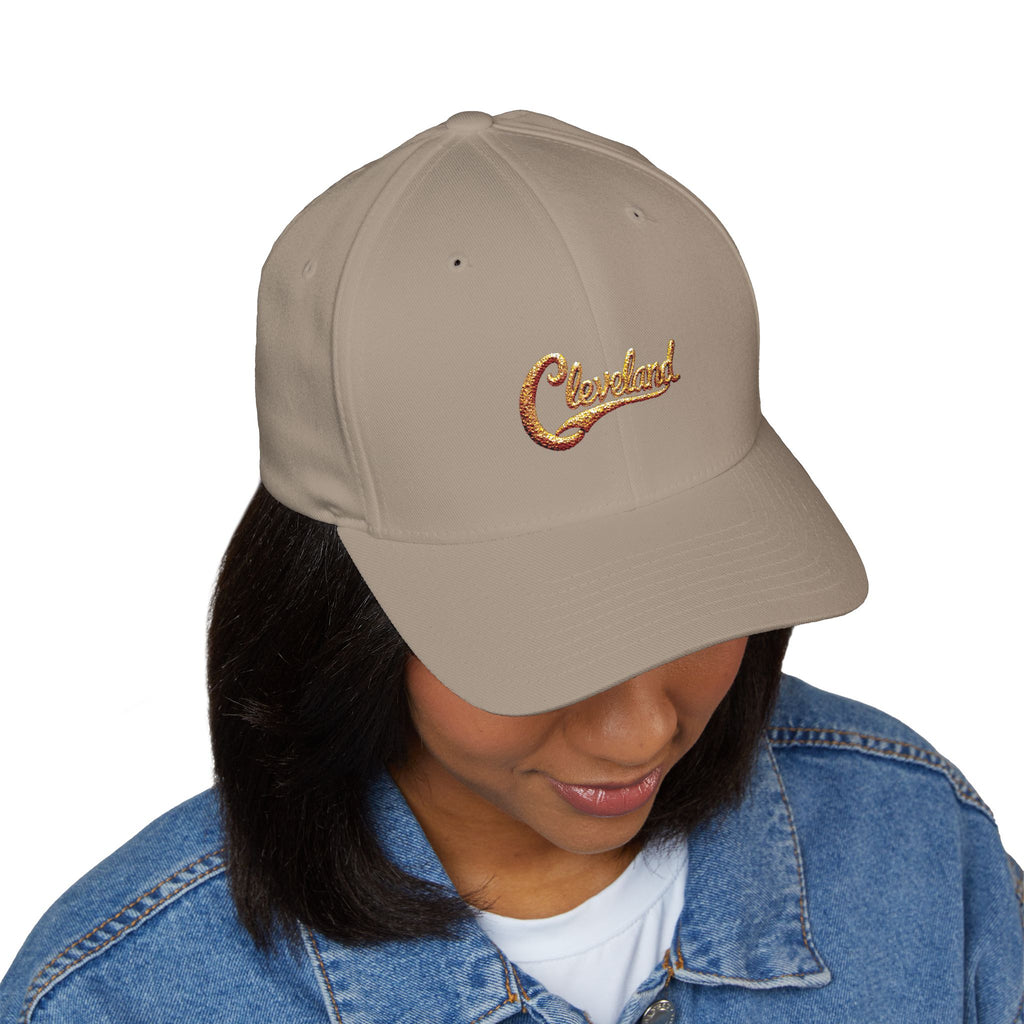 Embroidered 'Cleveland' Script Cap — Classic White Structured Hat