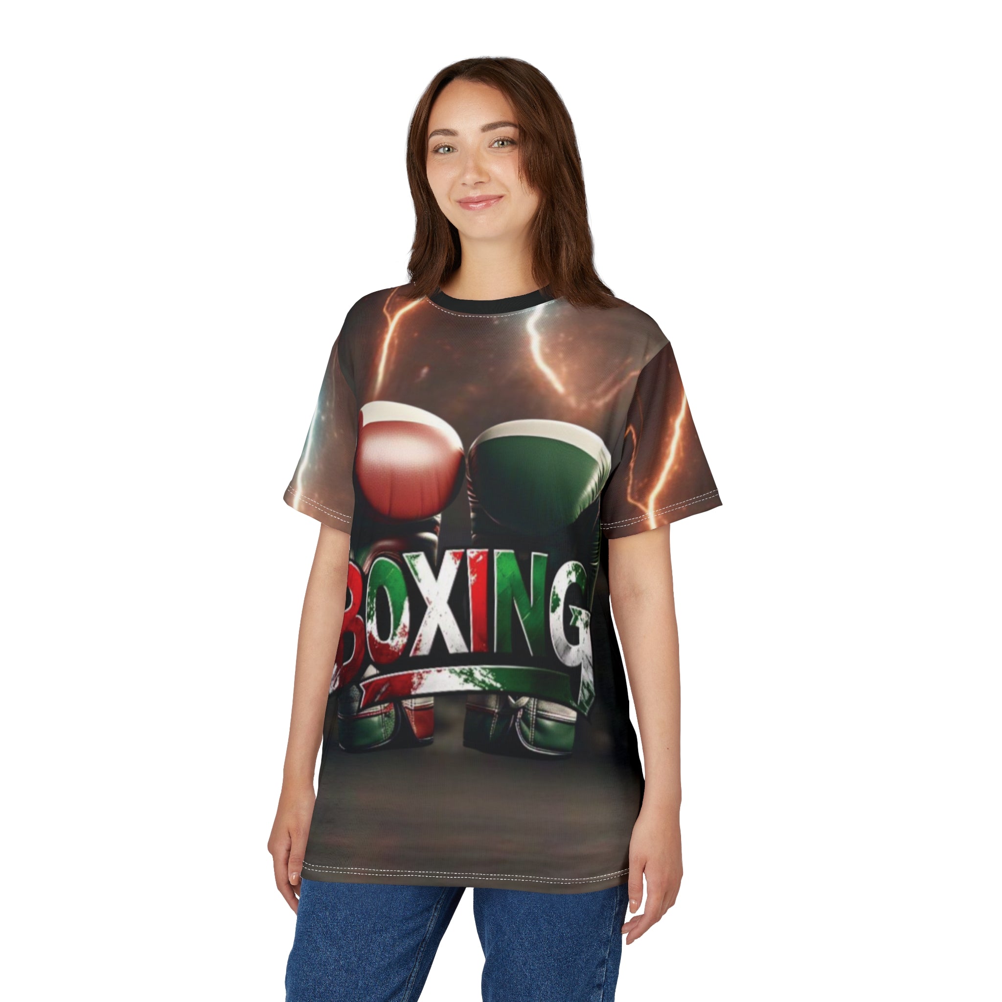 Camiseta "BOXING Impacto Mexicano" - Guantes Tricolor y Rayos de Poder
