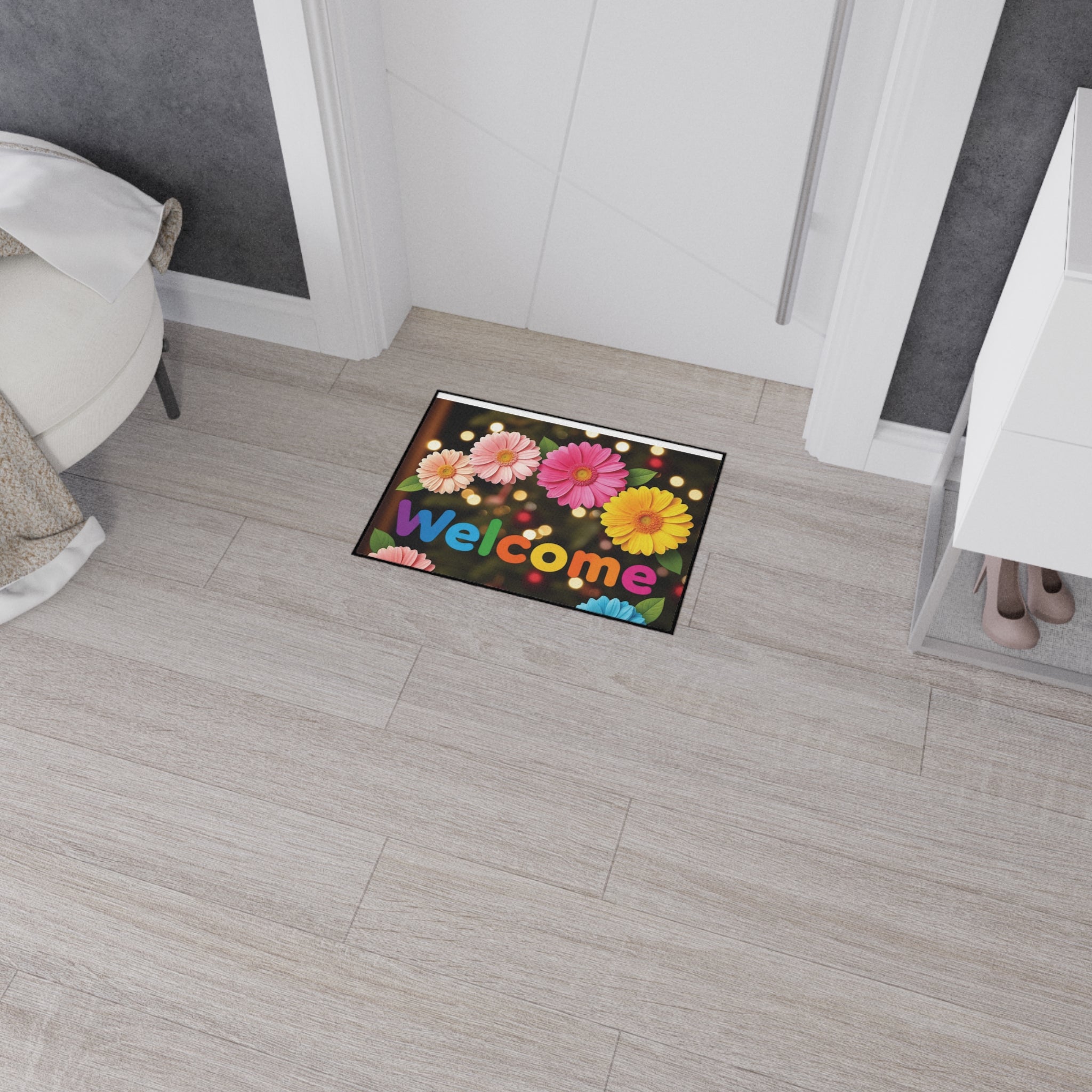 Colorful Welcome Floor Mat - Durable Doormat for Home Entry, Perfect for Spring Decor, Housewarming Gift, Indoor/Outdoor Use 