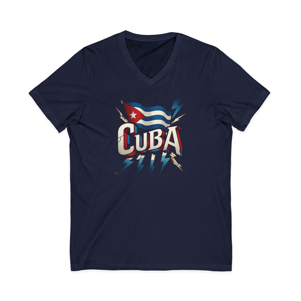 Camiseta cubana vintage con cuello en V
