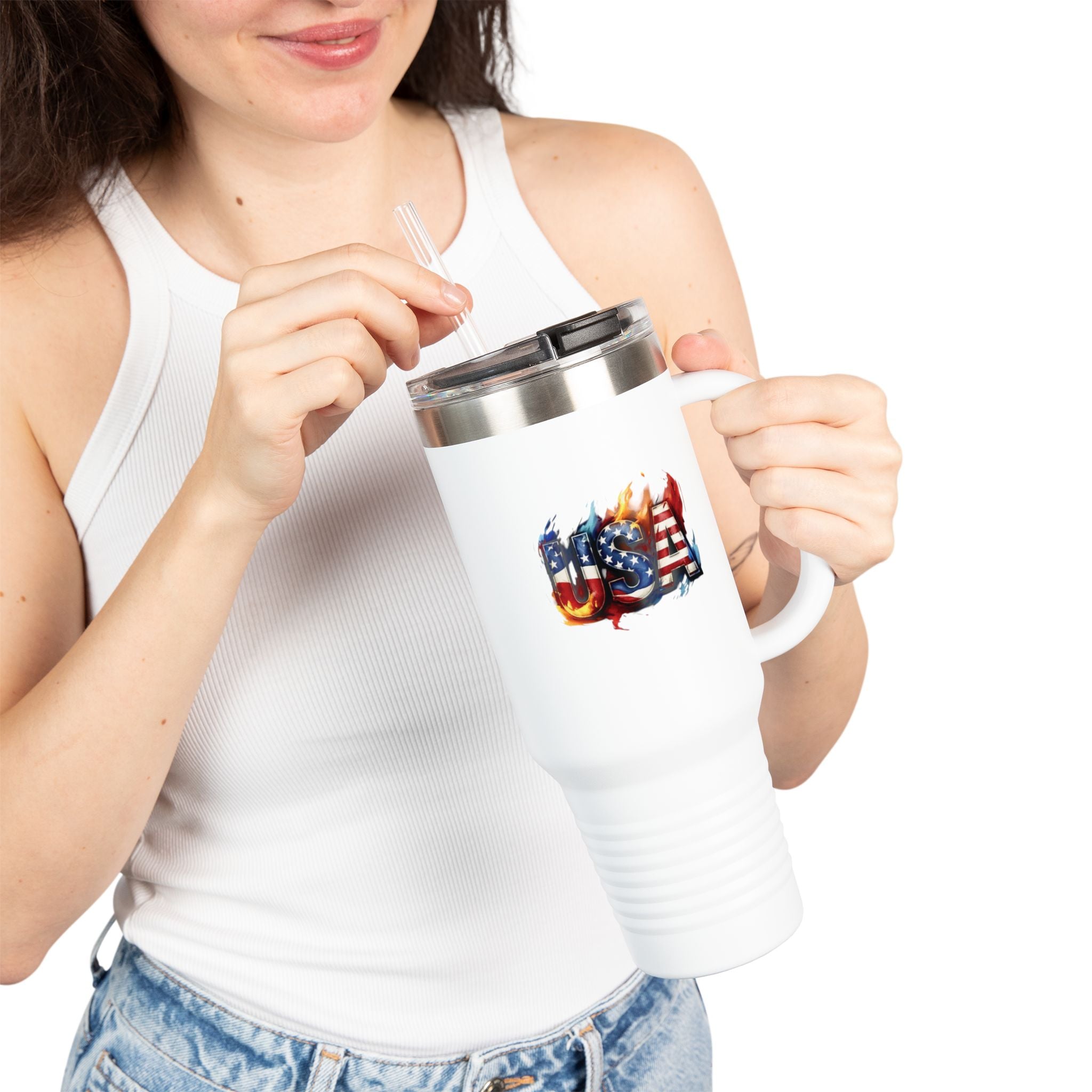 Patriotic Insulated Travel Mug – 40oz USA Design for On-the-Go Lifestyle