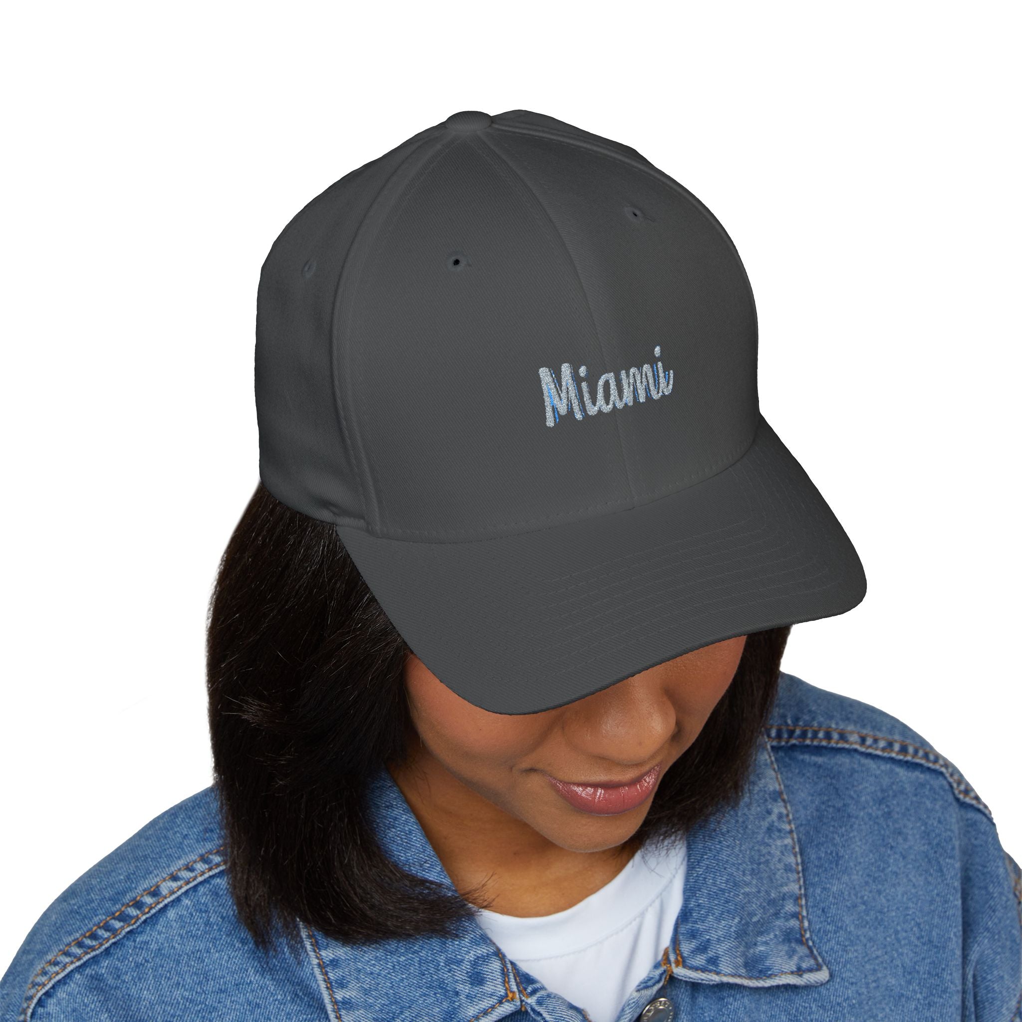 Miami Script Embroidered Cap — Women's Beach Resort Hat