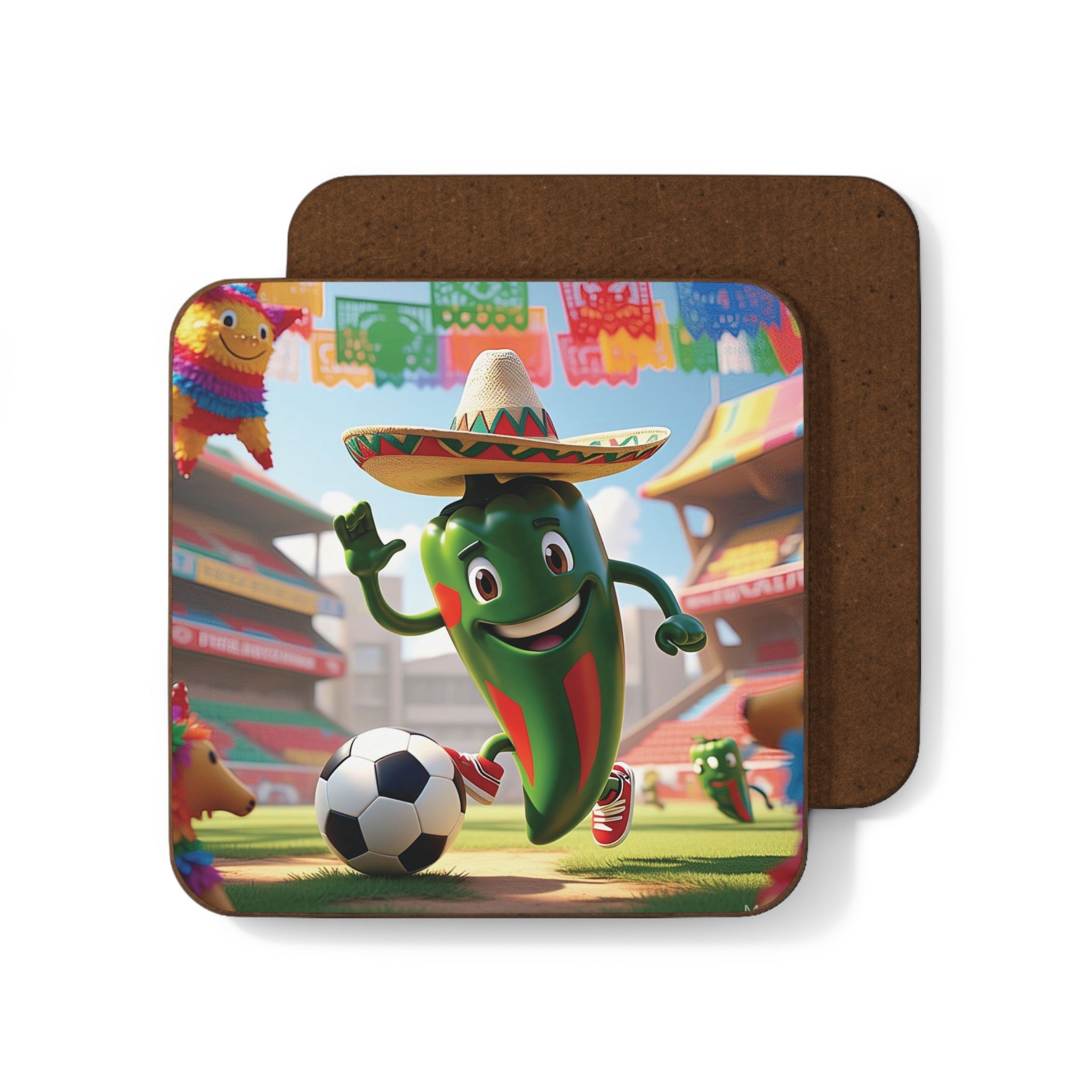 Posavasos Fiesta Soccer: divertidos posavasos de madera dura para fiestas y decoración del hogar