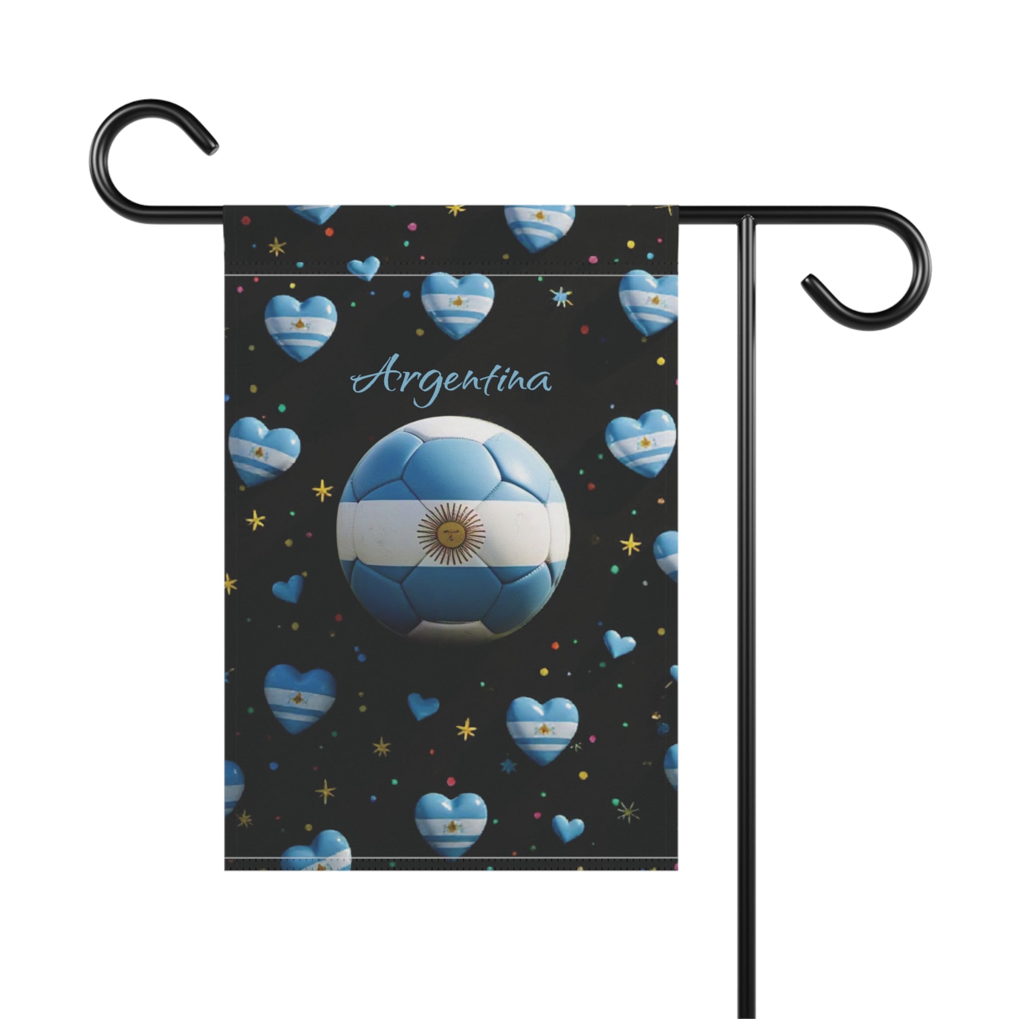 Argentina Soccer Garden Flag — Argentina Heart Soccer Ball House Banner