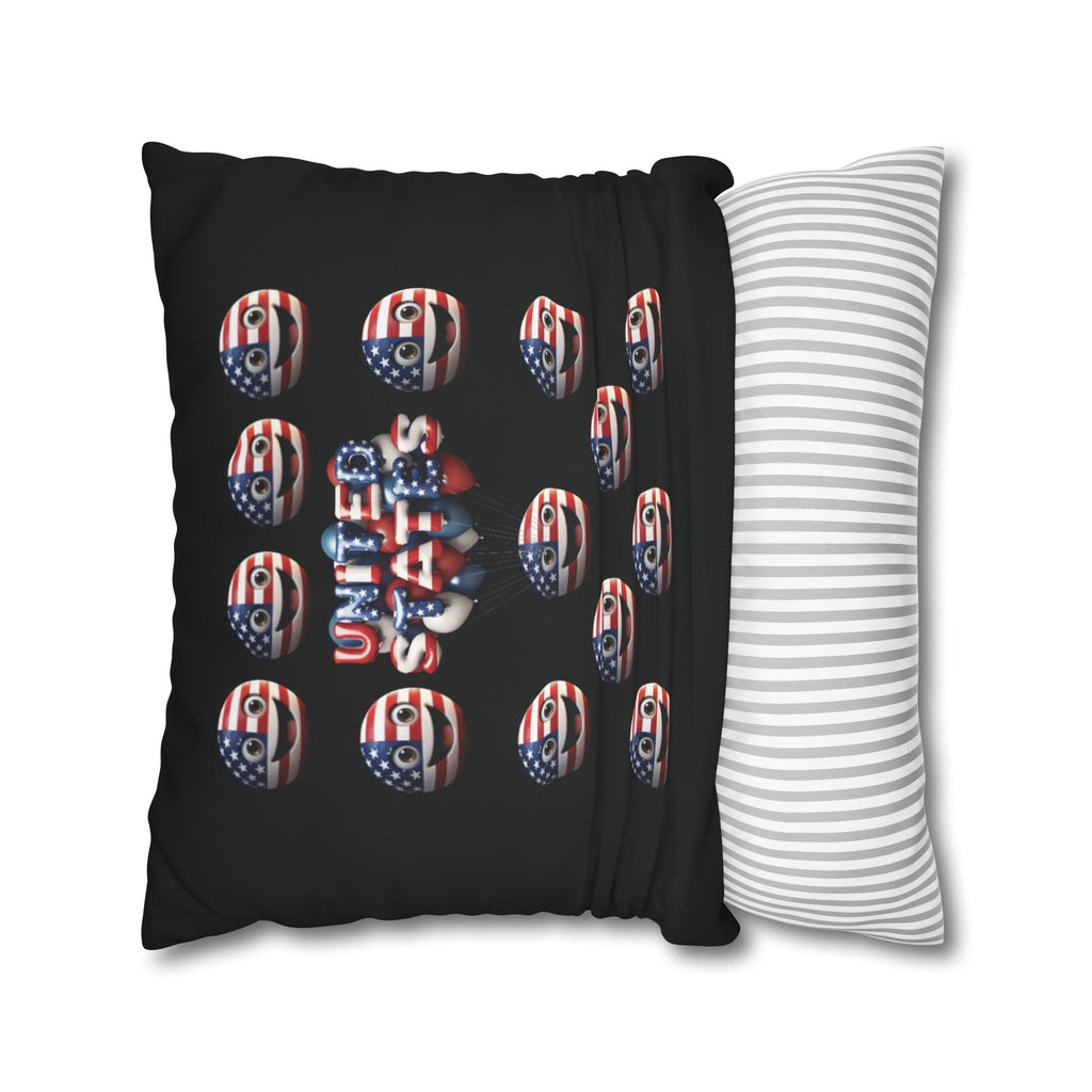 Patriotic USA Flag Emoji Square Pillowcase — American Stars & Stripes Throw Pillow Cover