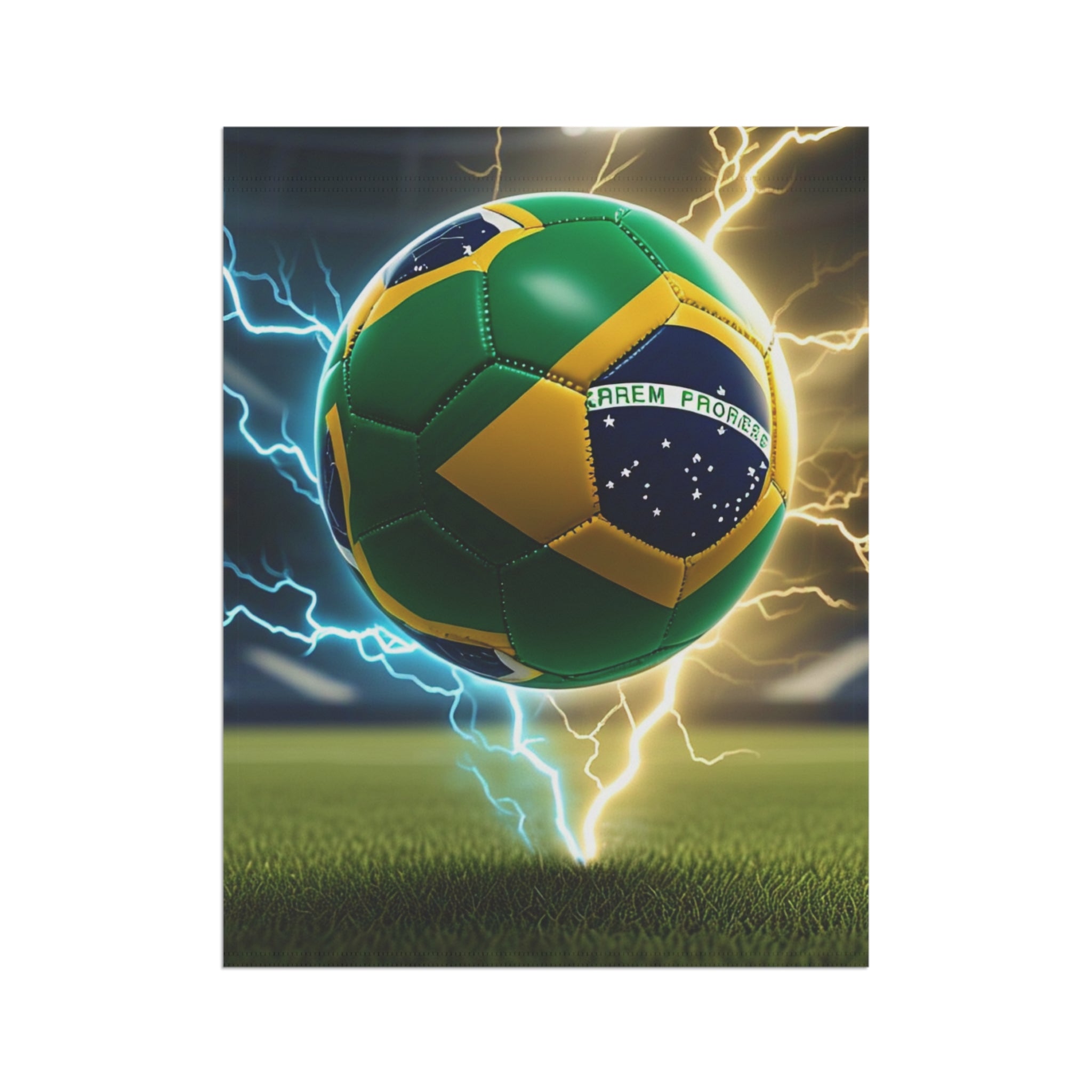 Brasil Flag Soccer Ball Garden Flag — Electric Stadium Soccer Garden Banner