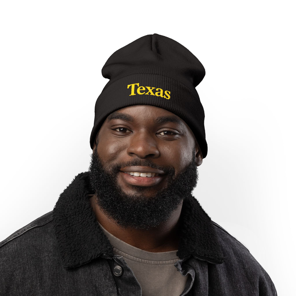 Cozy Texas Embroidered Knit Beanie, Winter Hat, Gifts for Texans, Outdoor Accessories, Casual Fashion