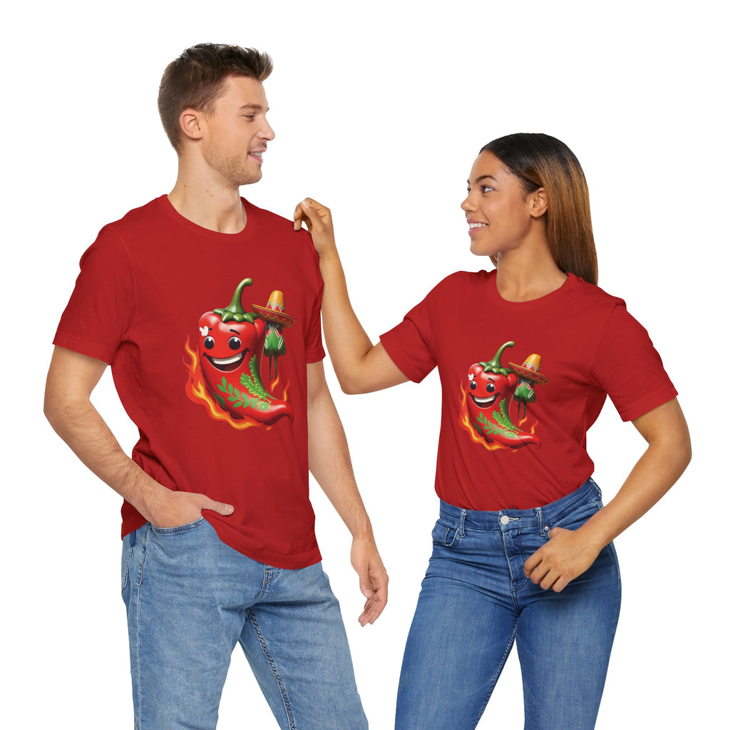 Camiseta gráfica con chile picante ardiente: ¡perfecta para celebraciones de fiestas!
