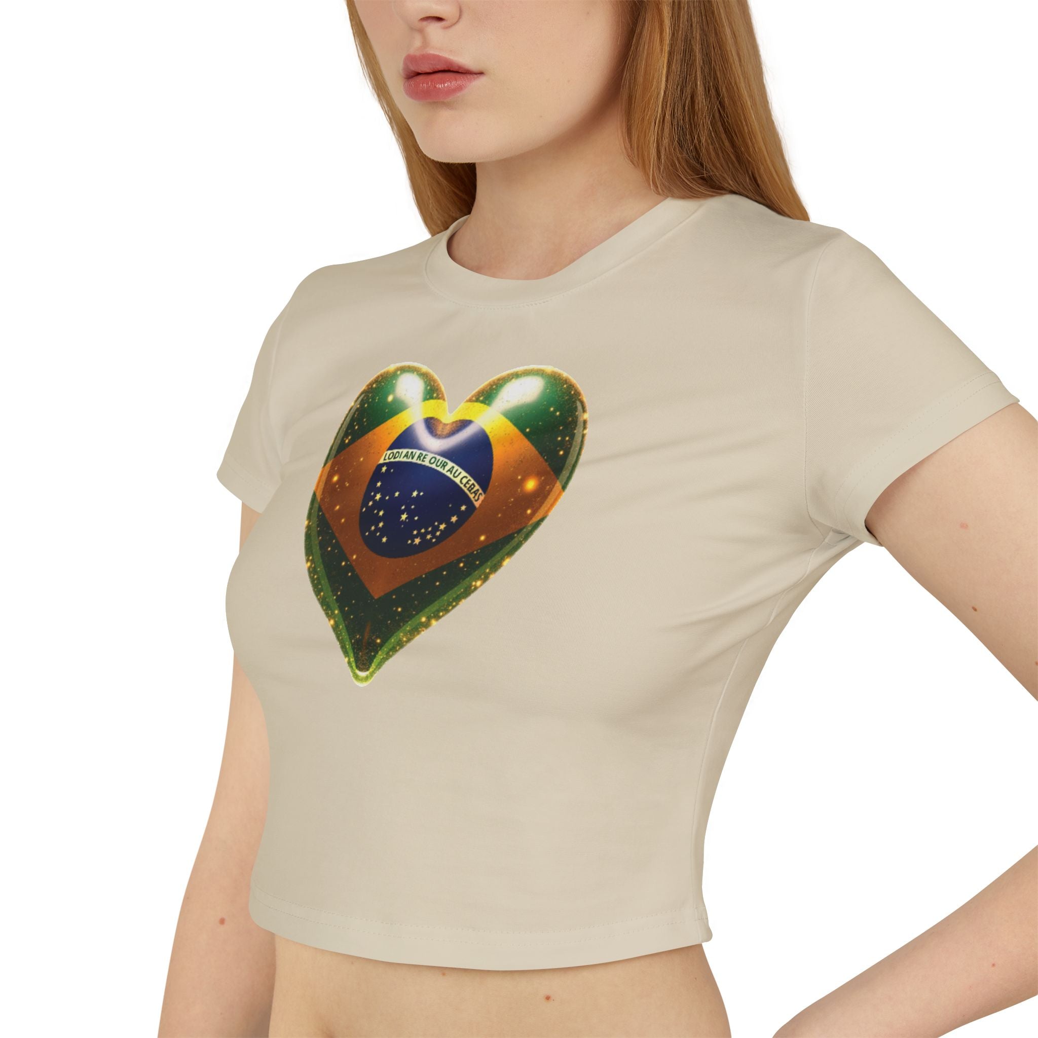 Women's T-shirt with Brazilian heart print for babies - Fluffy printed T-shirt for commemorations