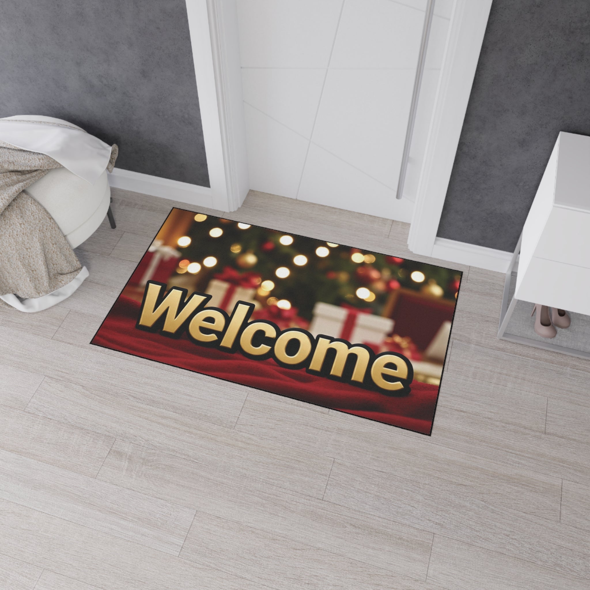 Festive Welcome Floor Mat | Heavy Duty Holiday Door Mat, Indoor/Outdoor Rug, Christmas Decor, Front Porch Mat, Easy Clean Welcome Mat 