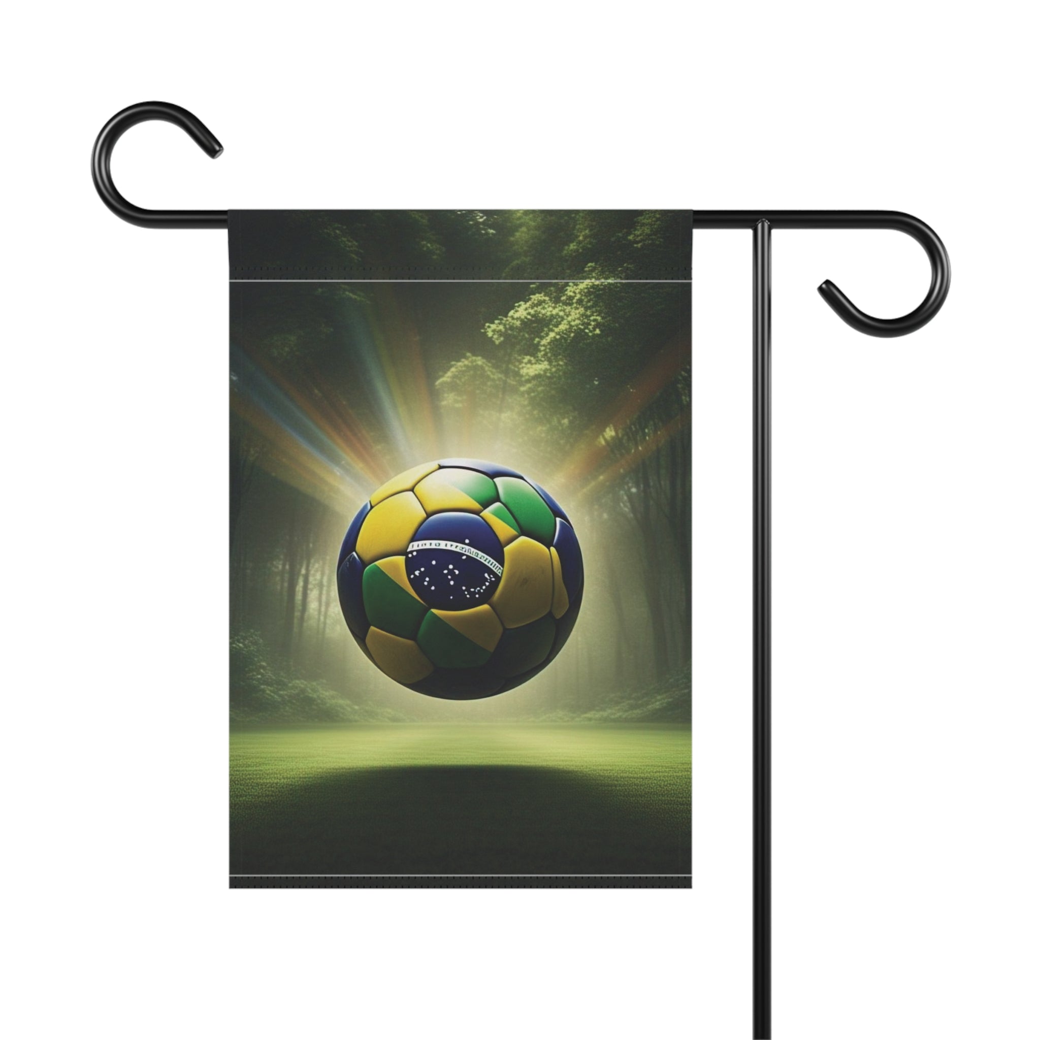 Brazil Flag Soccer Ball Garden Flag — Outdoor House Banner for Football Fans