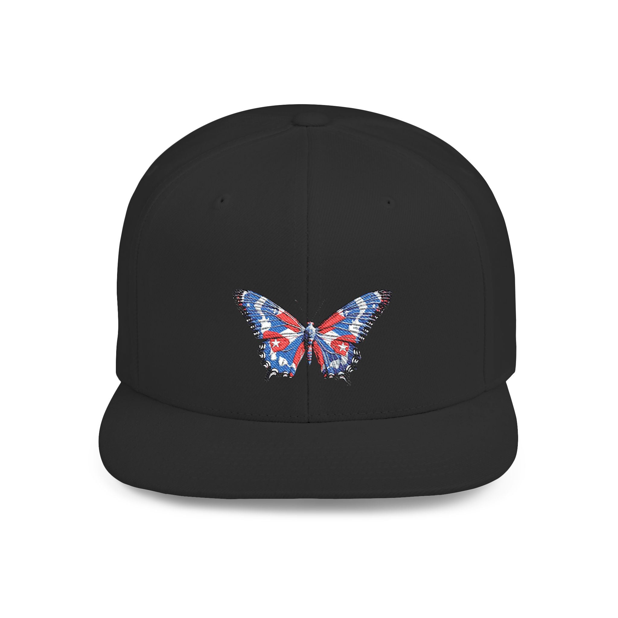 Gorra Snapback con diseño de mariposa en los colores de la bandera cubana