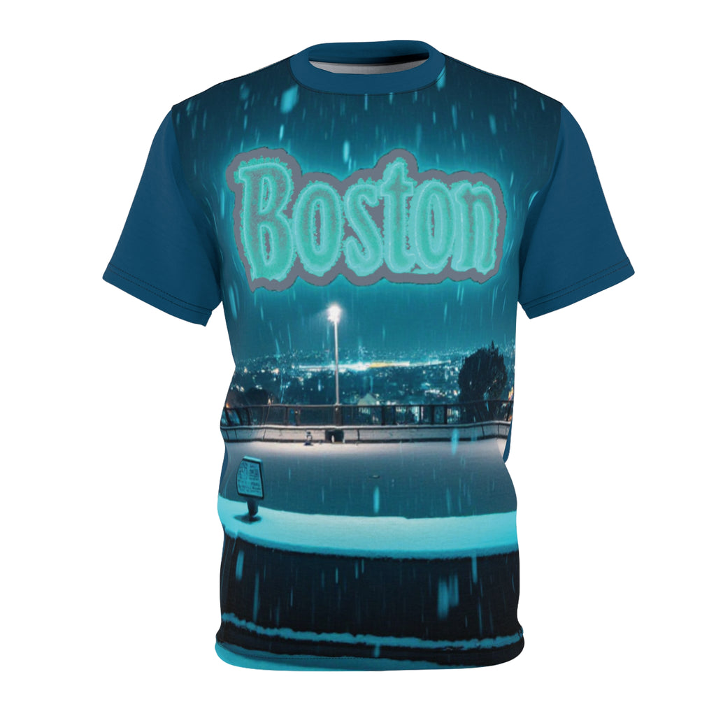 Boston Nightscape Unisex Tee, Urban Style Shirt, Cityscape Graphic Tee, Unique Boston Souvenir, Casual Streetwear
