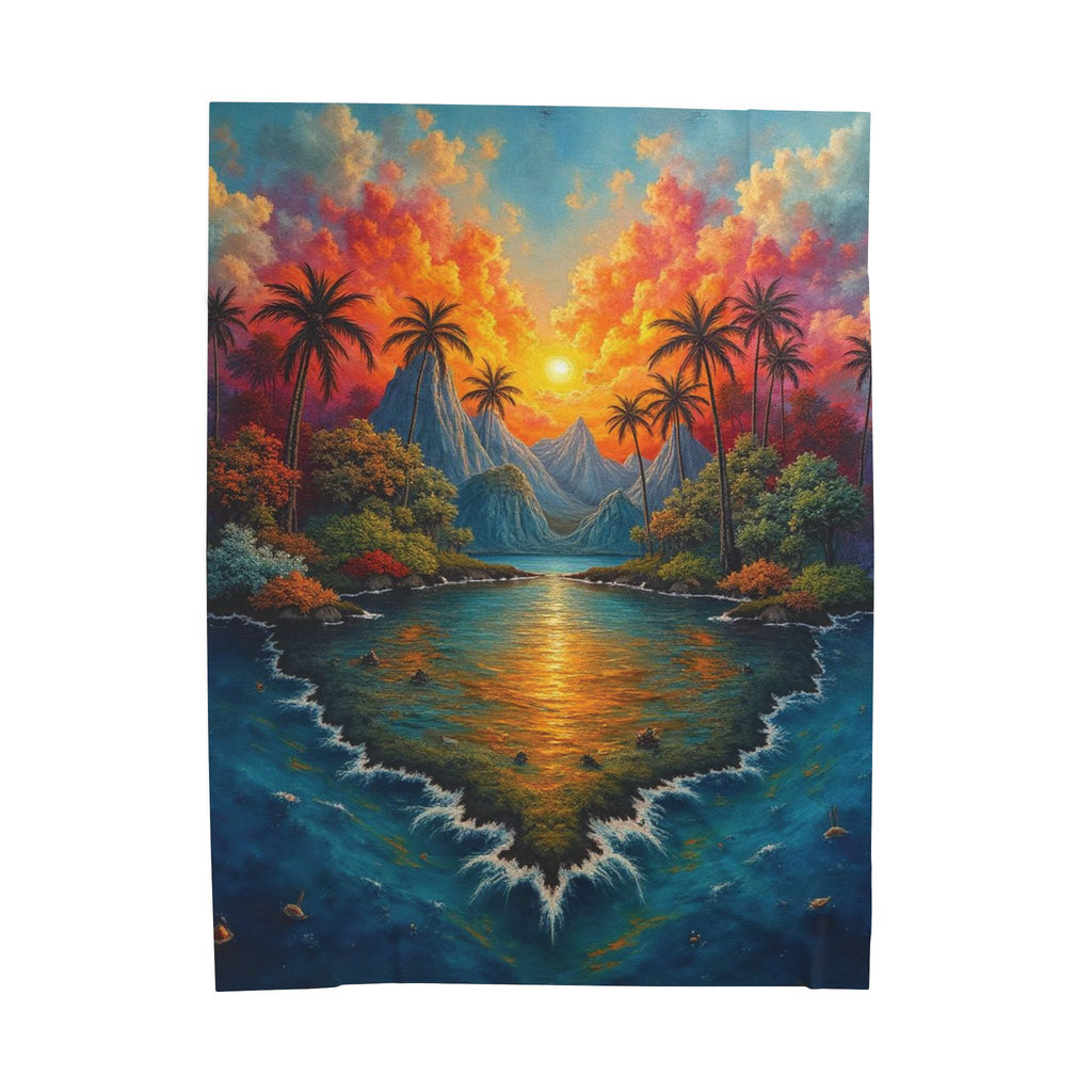 Velvet Plush "Vibrant Tropical Sunset"- Cozy Comfort for Home Decor
