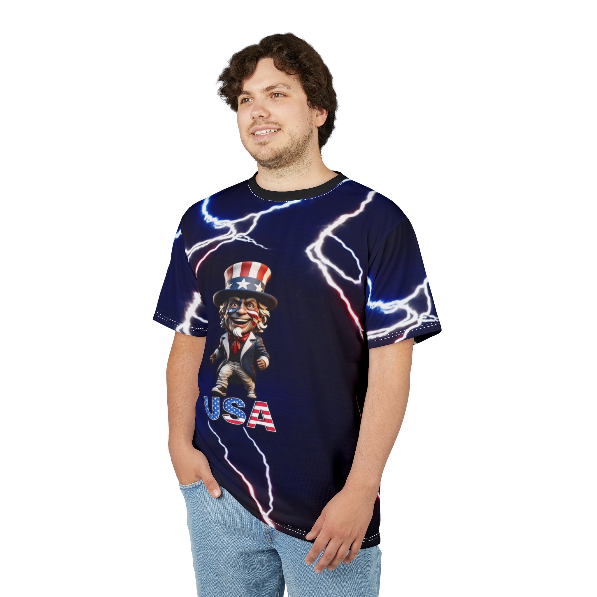 Patriotic Lightning Unisex Tee - USA Graphic Shirt for Independence Day & Celebrations