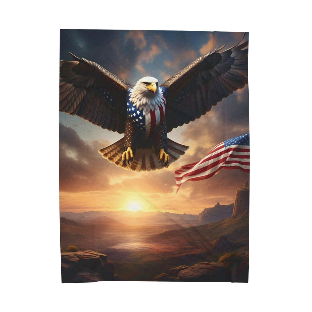 Patriotic Eagle Velveteen Plush Blanket for Cozy Comfort