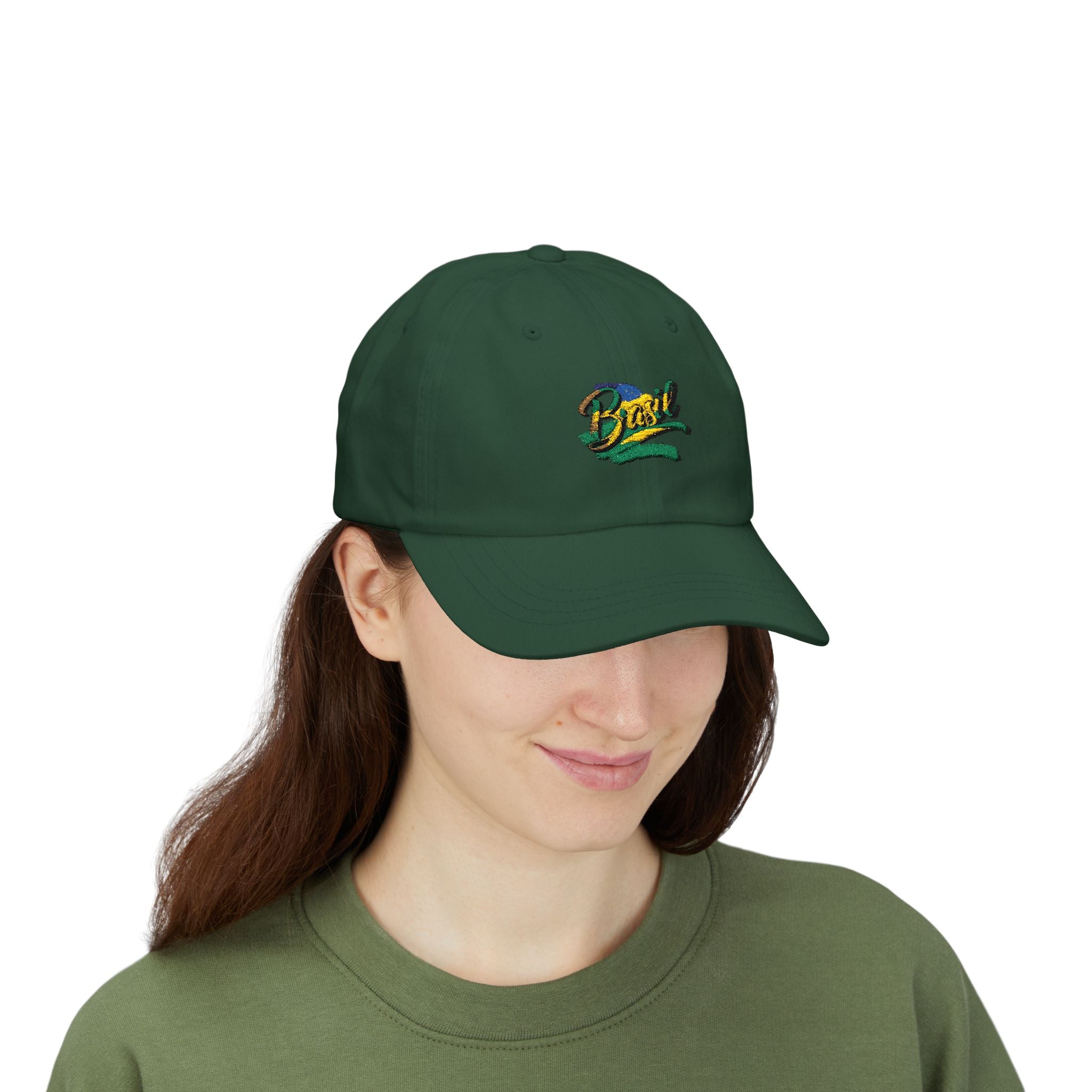 Boné clássico bordado - Boné branco Brasil para estilo casual