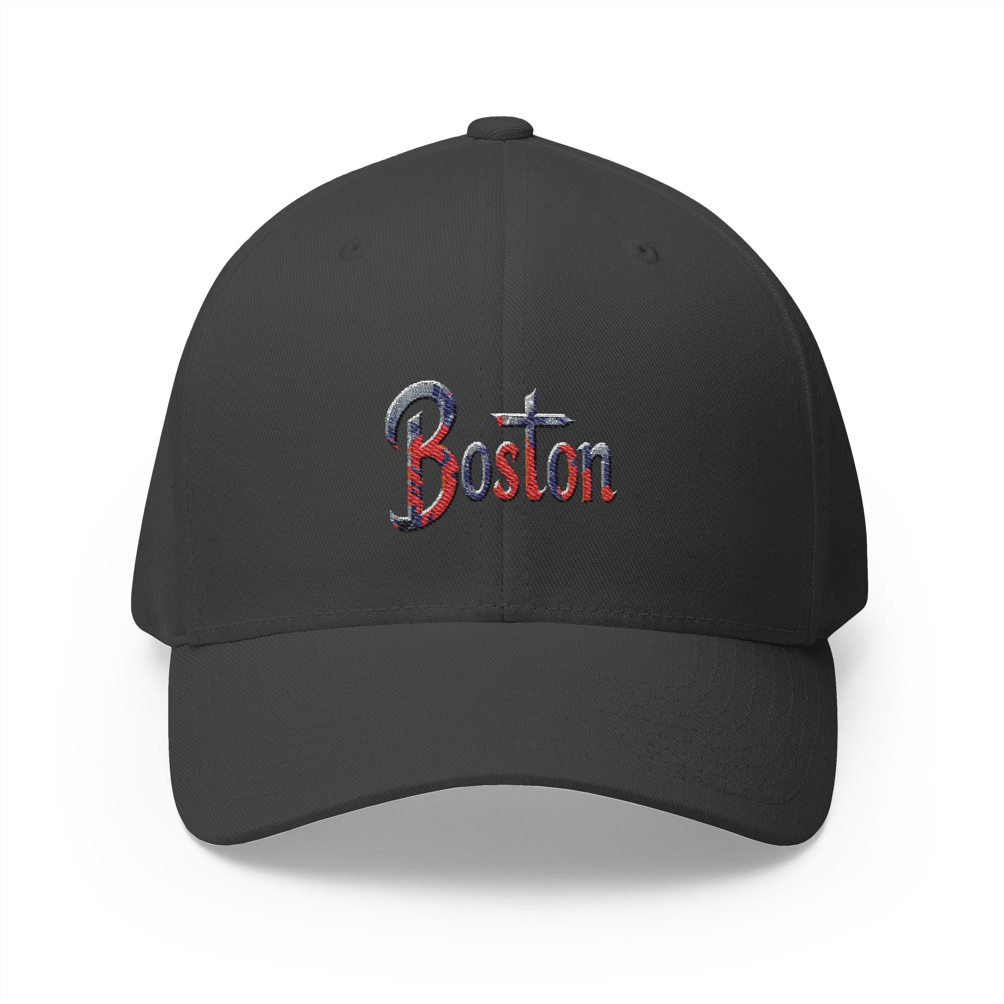 Boston Embroidered Cap — Patriotic Script Baseball Hat