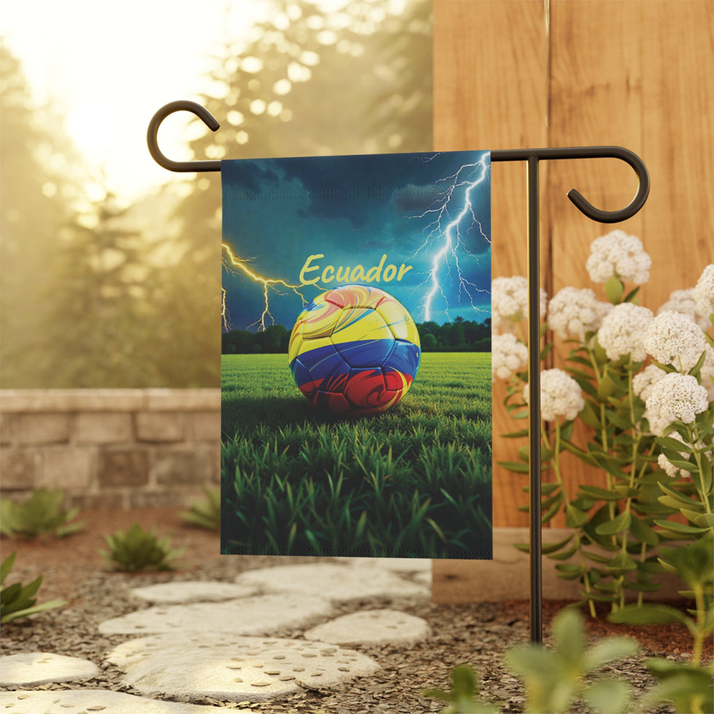 Ecuador Soccer Garden Flag — Lightning Storm Football Yard Banner