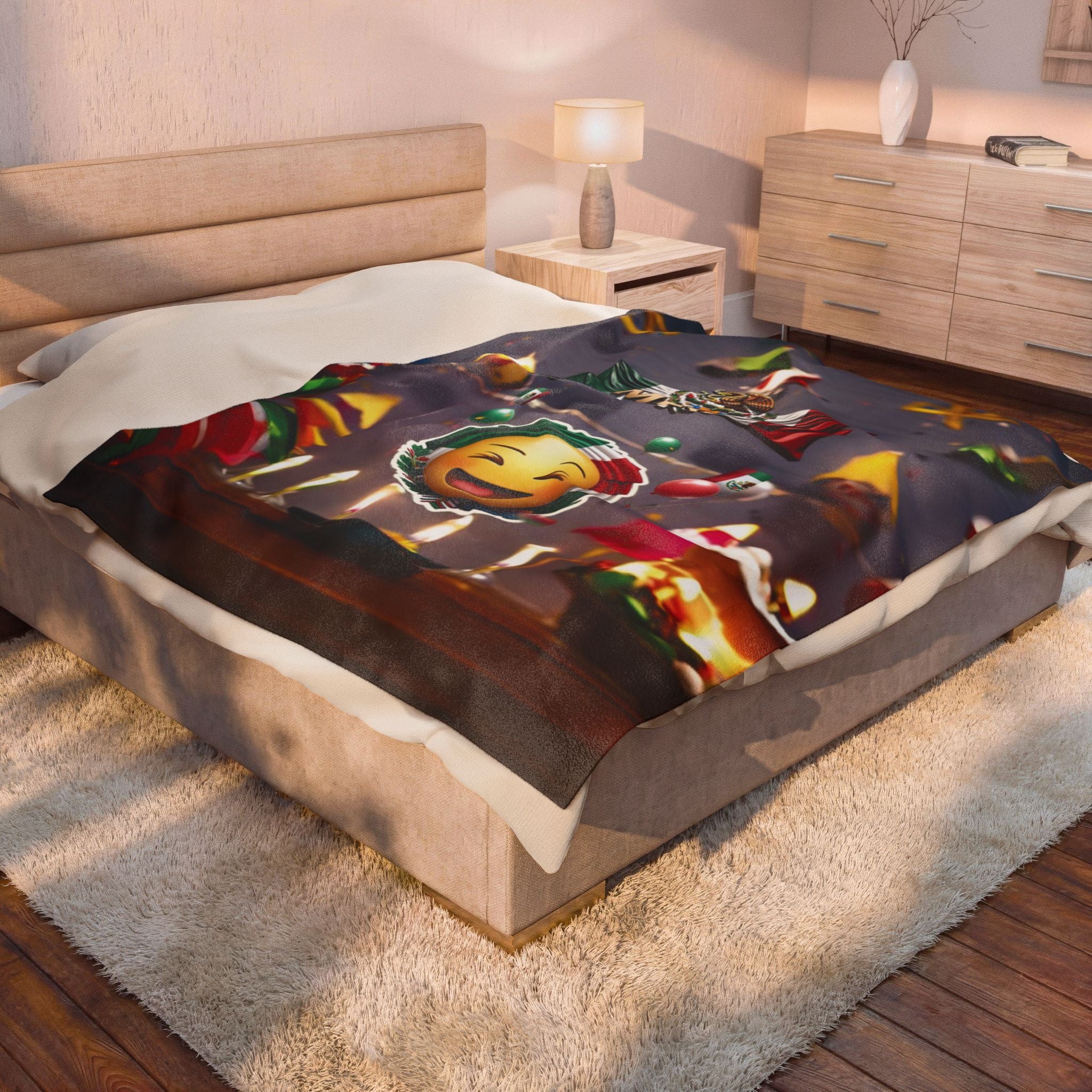 Mexican-themed velvet blanket: festive design for cozy gatherings and festivities
