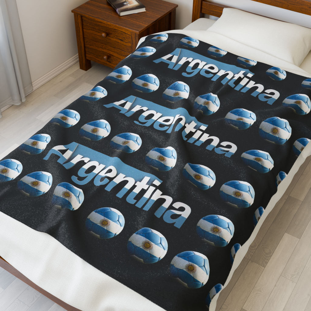 Manta de terciopelo de muchas bolas de soccer- Diseño argentino