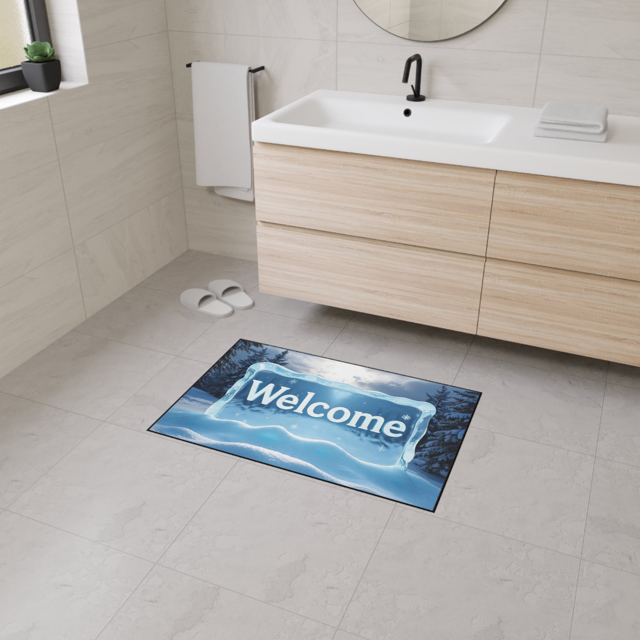 Winter Welcome Heavy Duty Floor Mat, Durable Entrance Rug, Non-Slip Outdoor Mat, Seasonal Home Decor, Holiday Welcome Mat