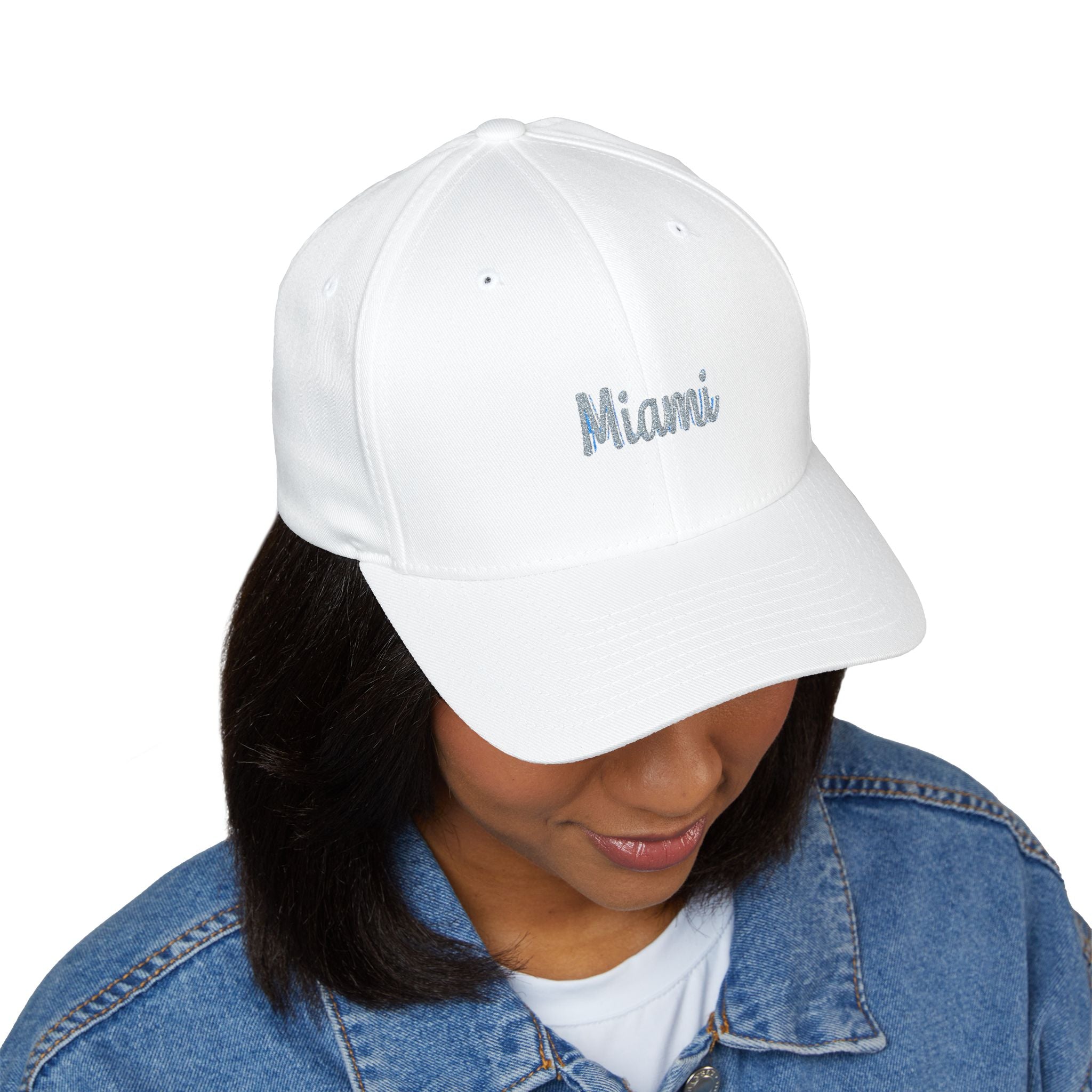 Miami Script Embroidered Cap — Women's Beach Resort Hat