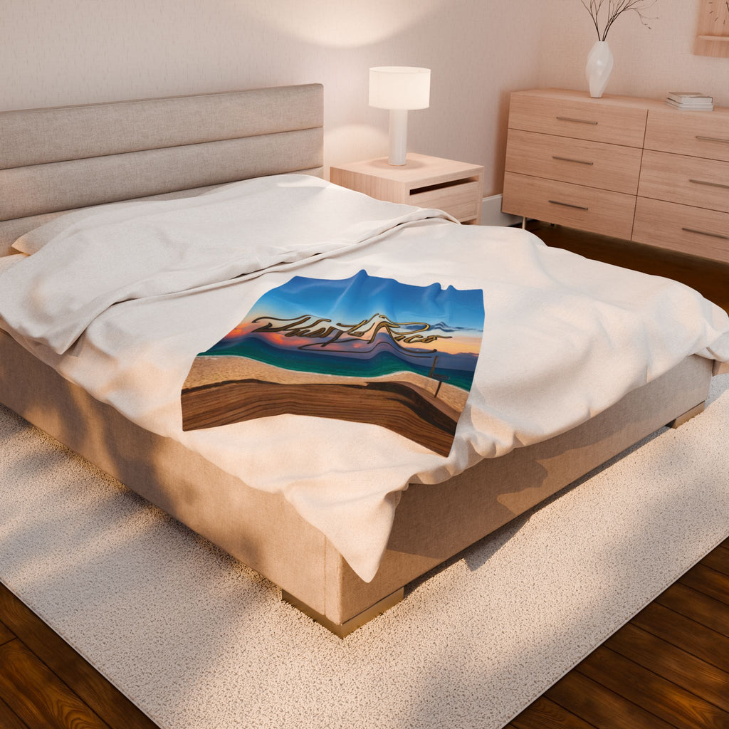 Velveteen Plush Blanket - Puerto Rico Beach Sunset Travel Throw