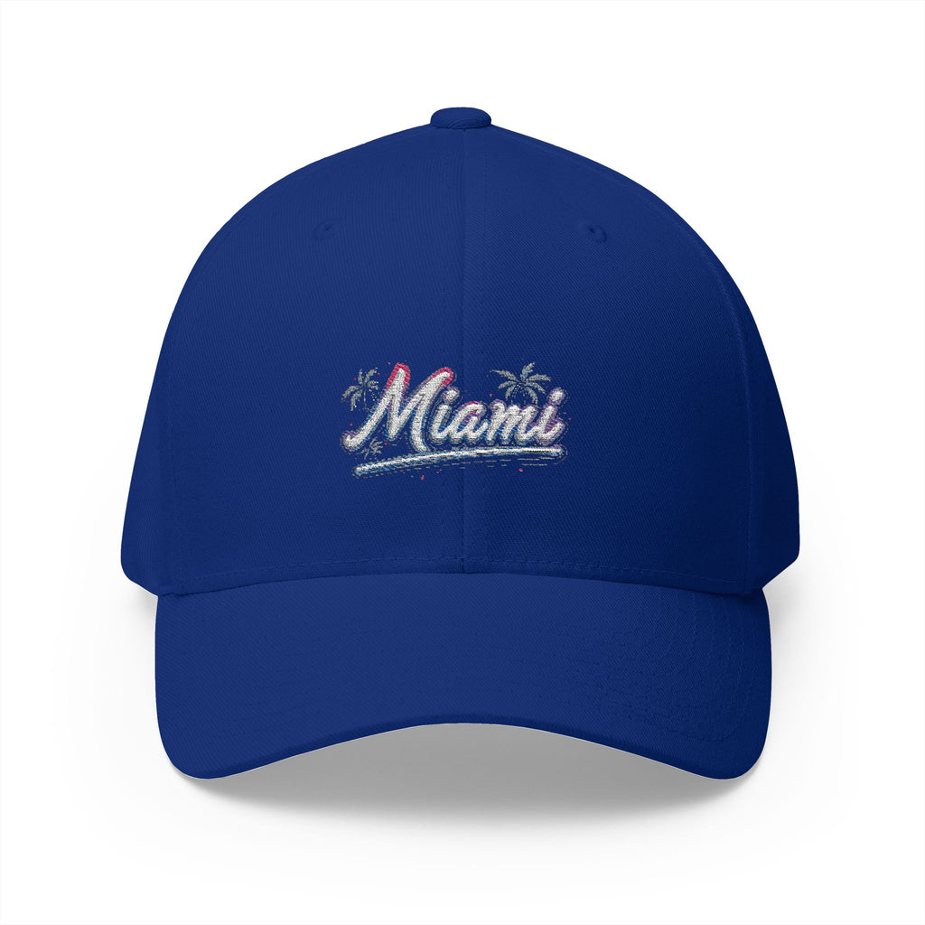 Miami Embroidered Cap — Retro Palm Beach Script Hat