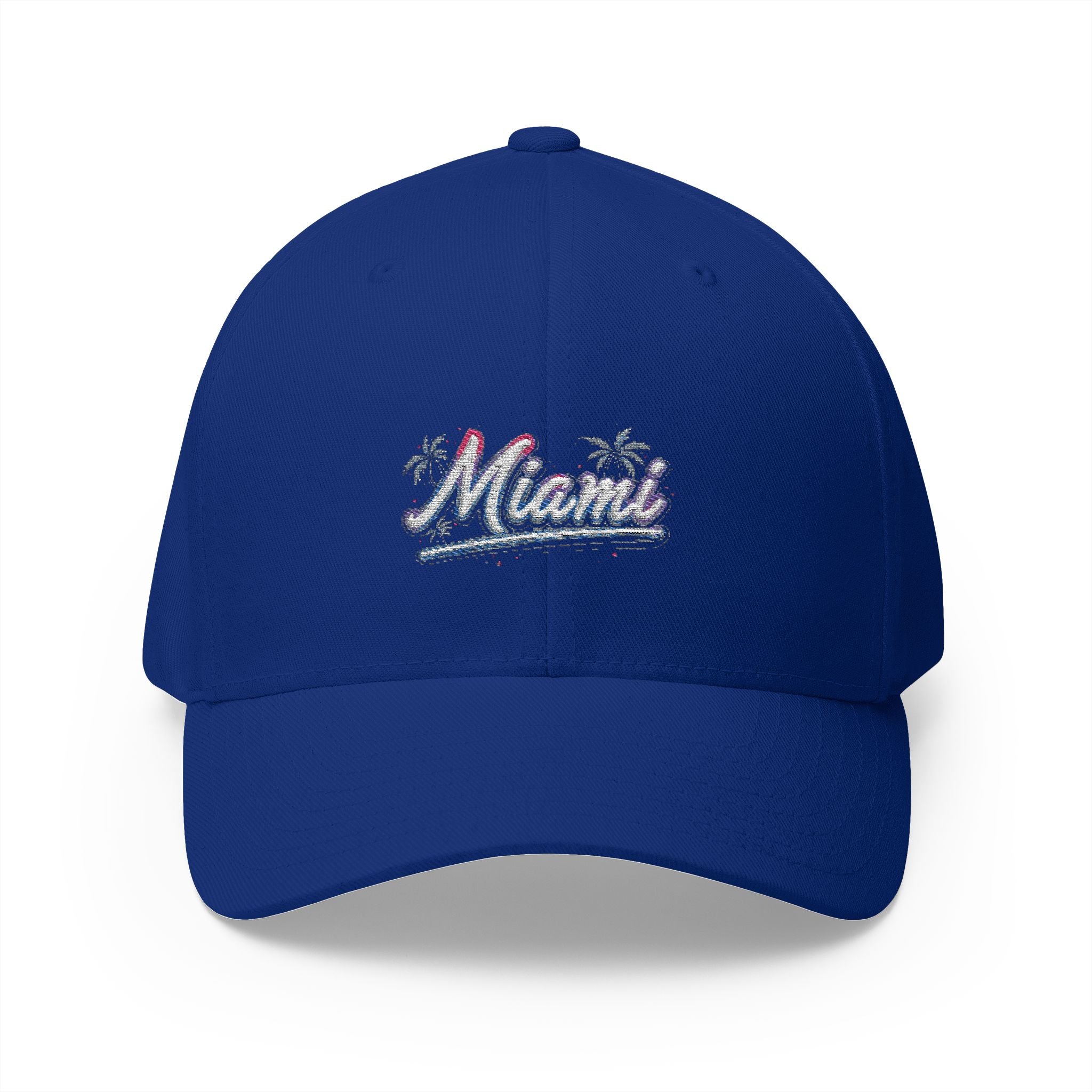 Miami Embroidered Cap — Retro Palm Beach Script Hat