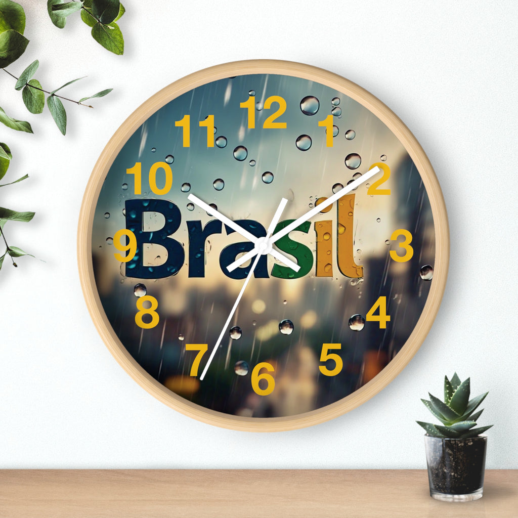 Relógio de parede com gota de chuva do Brasil