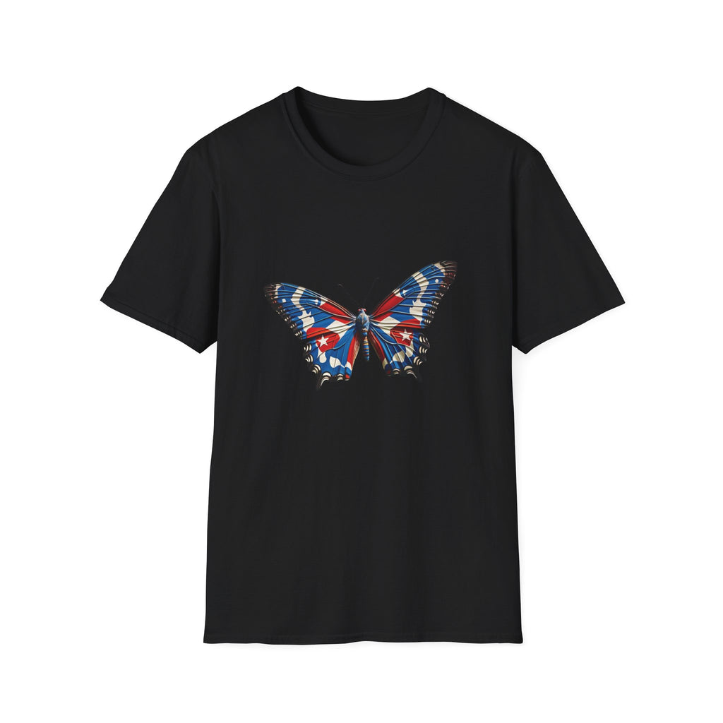 Camiseta con mariposa y bandera cubana