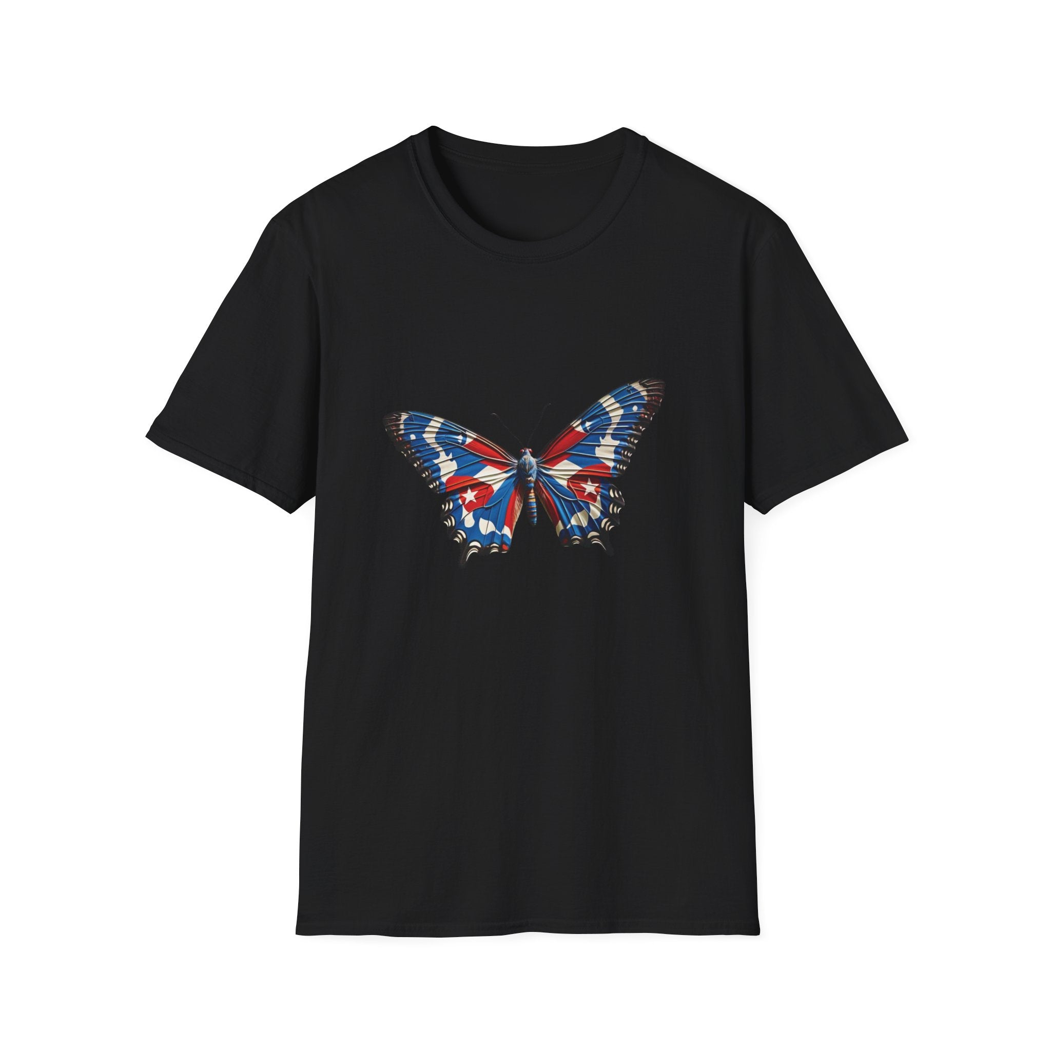 Camiseta con mariposa y bandera cubana