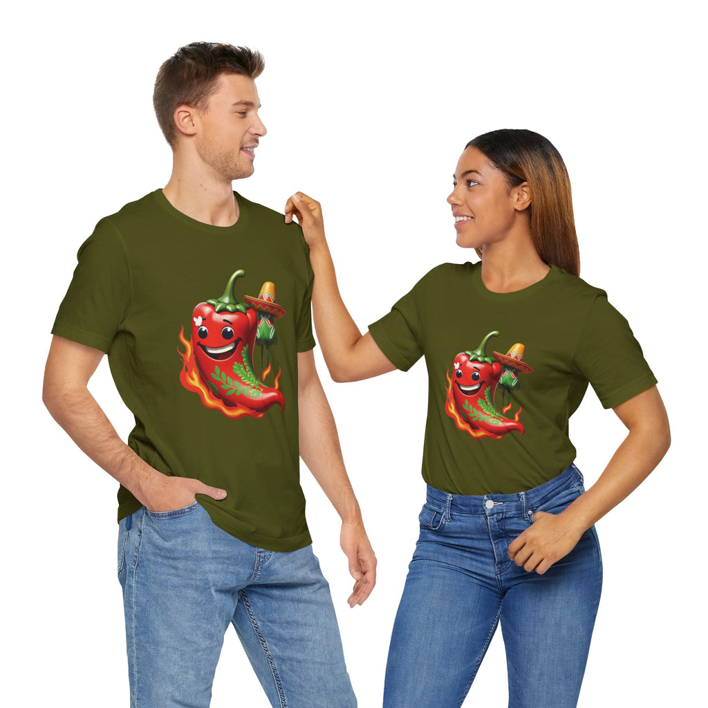 Camiseta gráfica con chile picante ardiente: ¡perfecta para celebraciones de fiestas!