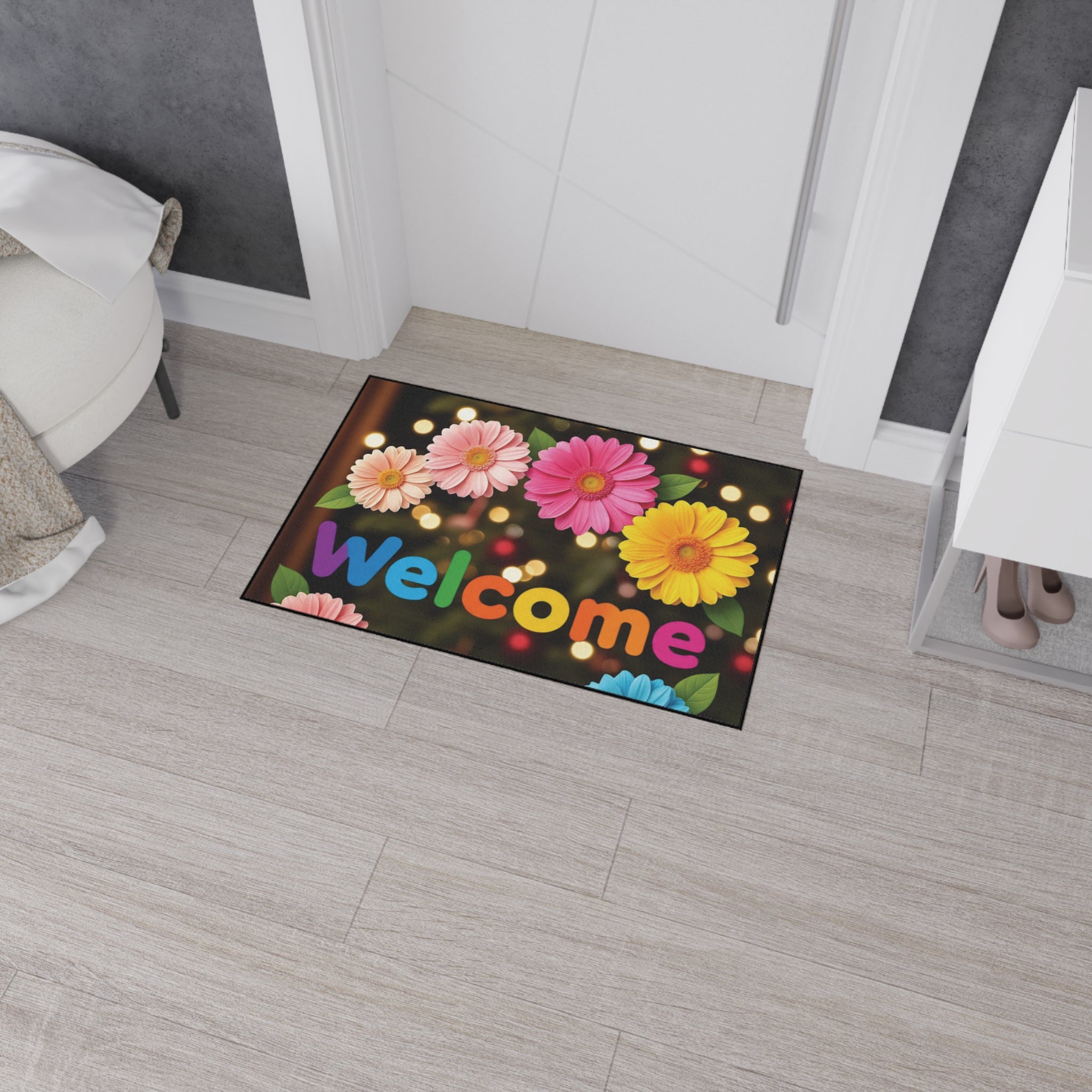 Colorful Welcome Floor Mat - Durable Doormat for Home Entry, Perfect for Spring Decor, Housewarming Gift, Indoor/Outdoor Use 