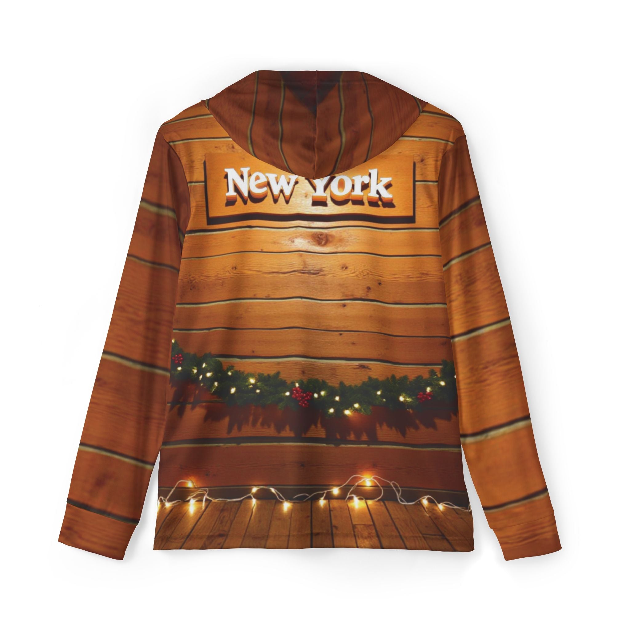 New York Christmas Wooden Wall Hoodie