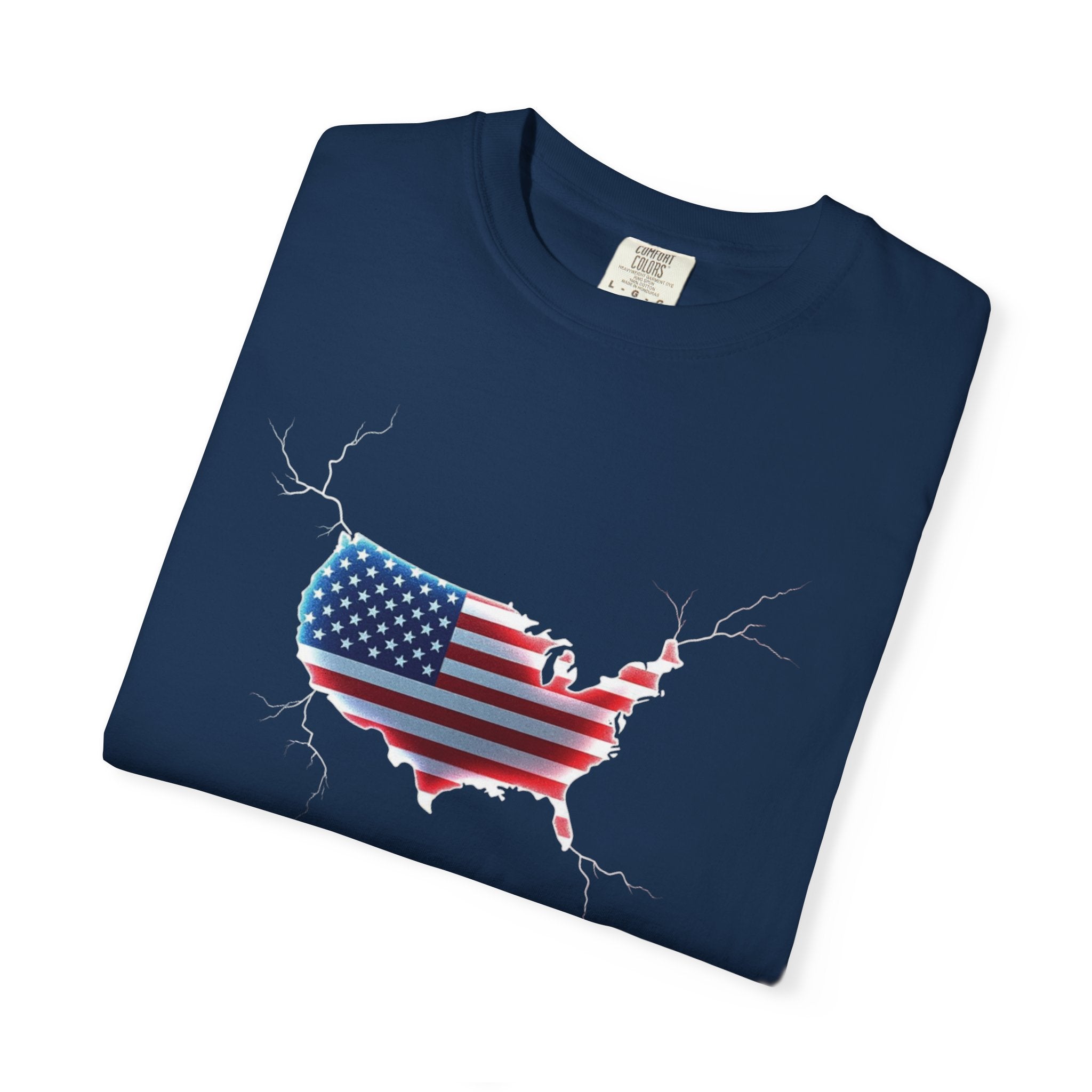 Unisex Garment-Dyed T-shirt - USA Flag Map Design | Casual Independence Day Apparel