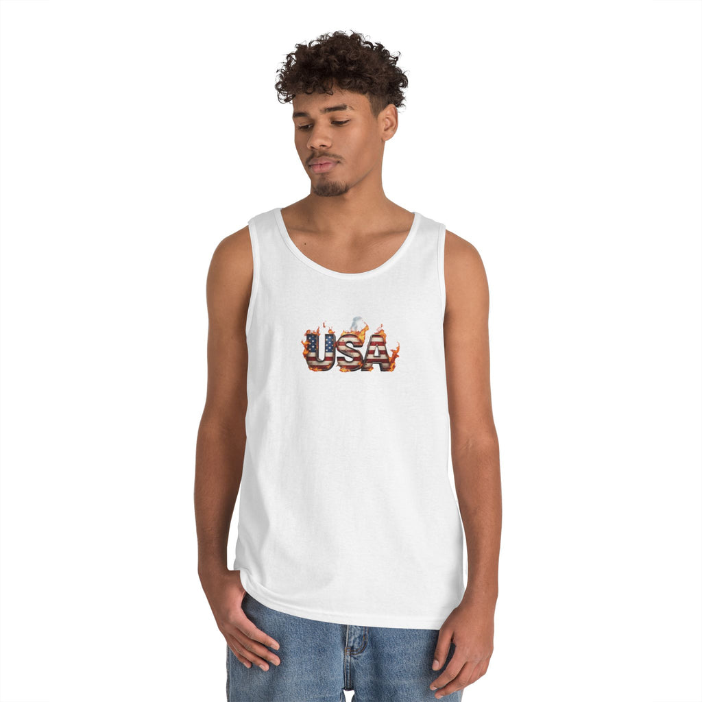 USA Heavy Cotton Tank Top for Casual Summer Outings and Celebrations