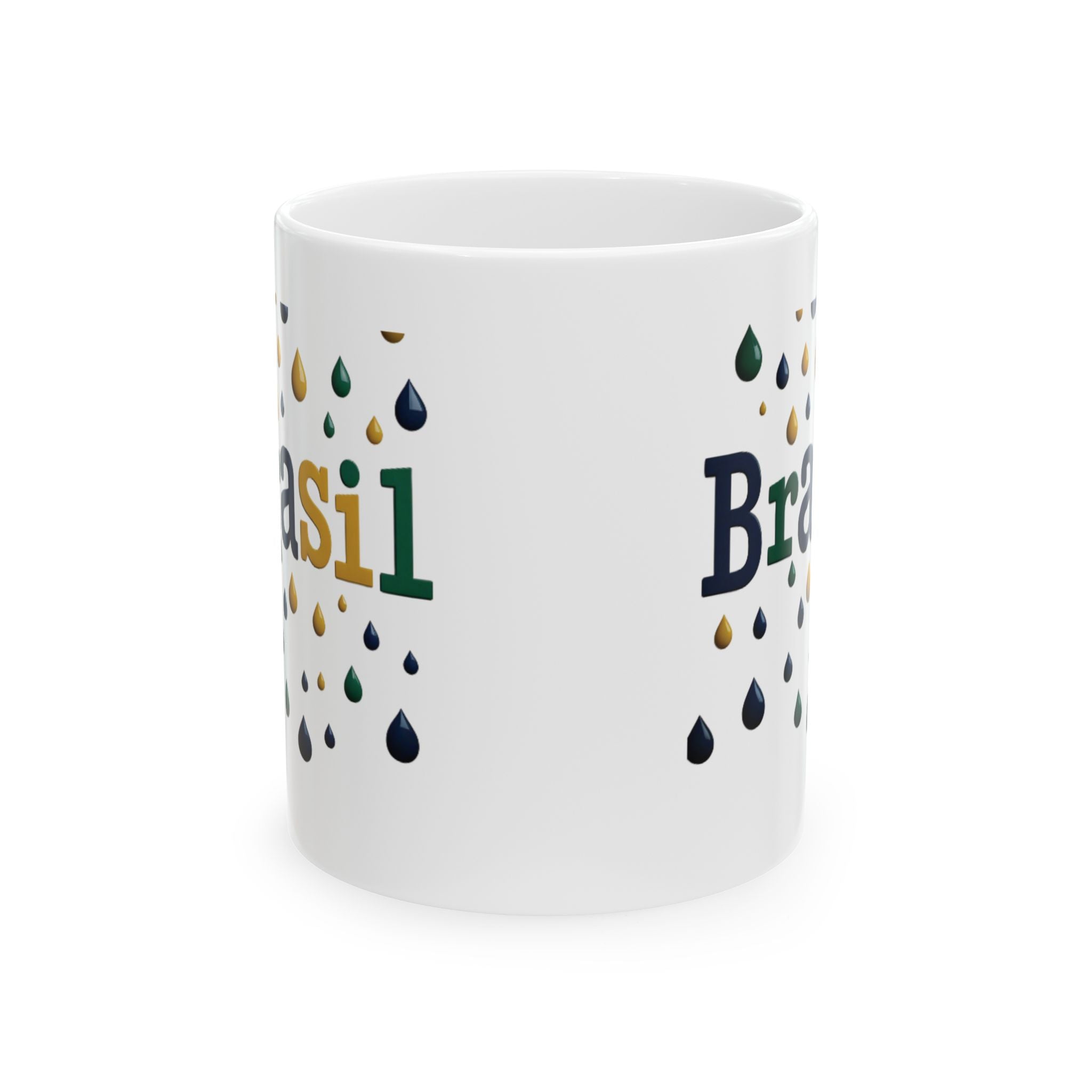 Caneca de cerâmica com gotas de chuva do Brasil - Presente perfeito para amantes de café