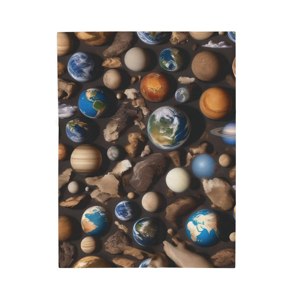Premium Plush Blanket: "Cosmic Journey: Planets and Stars"- Ideal Christmas Gift