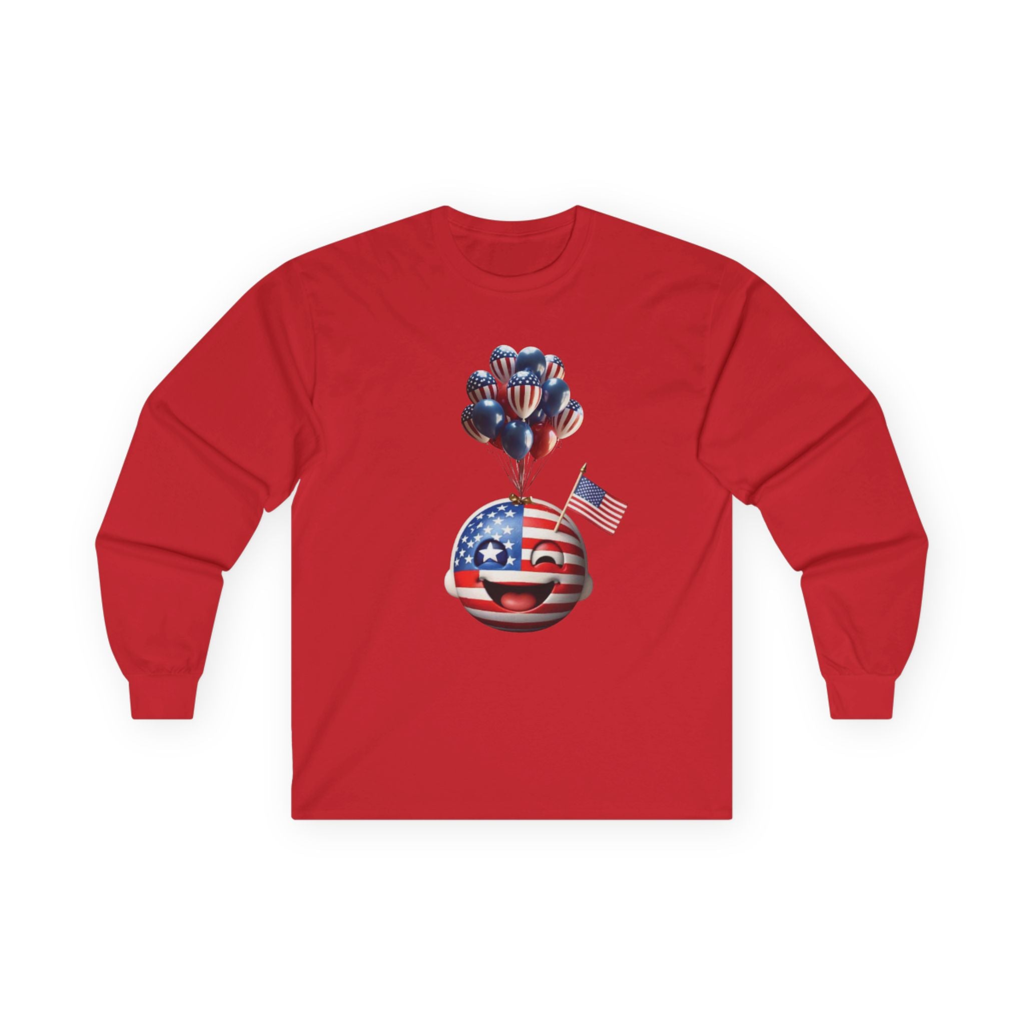 Patriotic Balloons Long Sleeve Tee - Celebrating Freedom & Fun