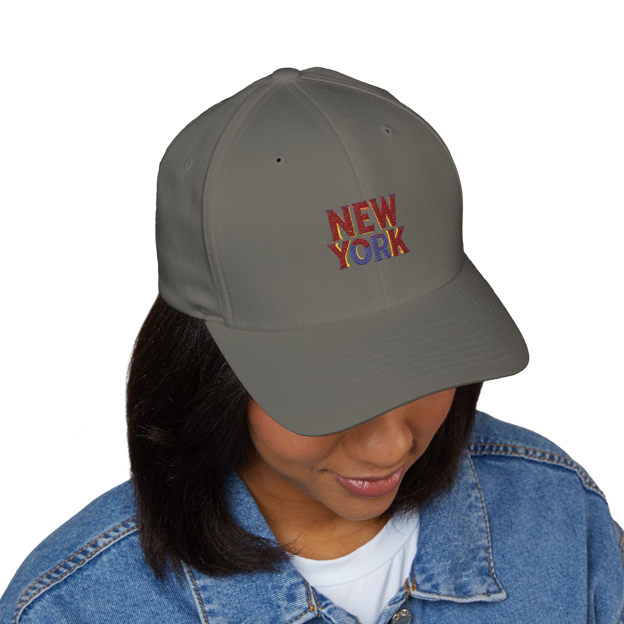 New York Embroidered Cap — Vintage Lettering Structured Hat