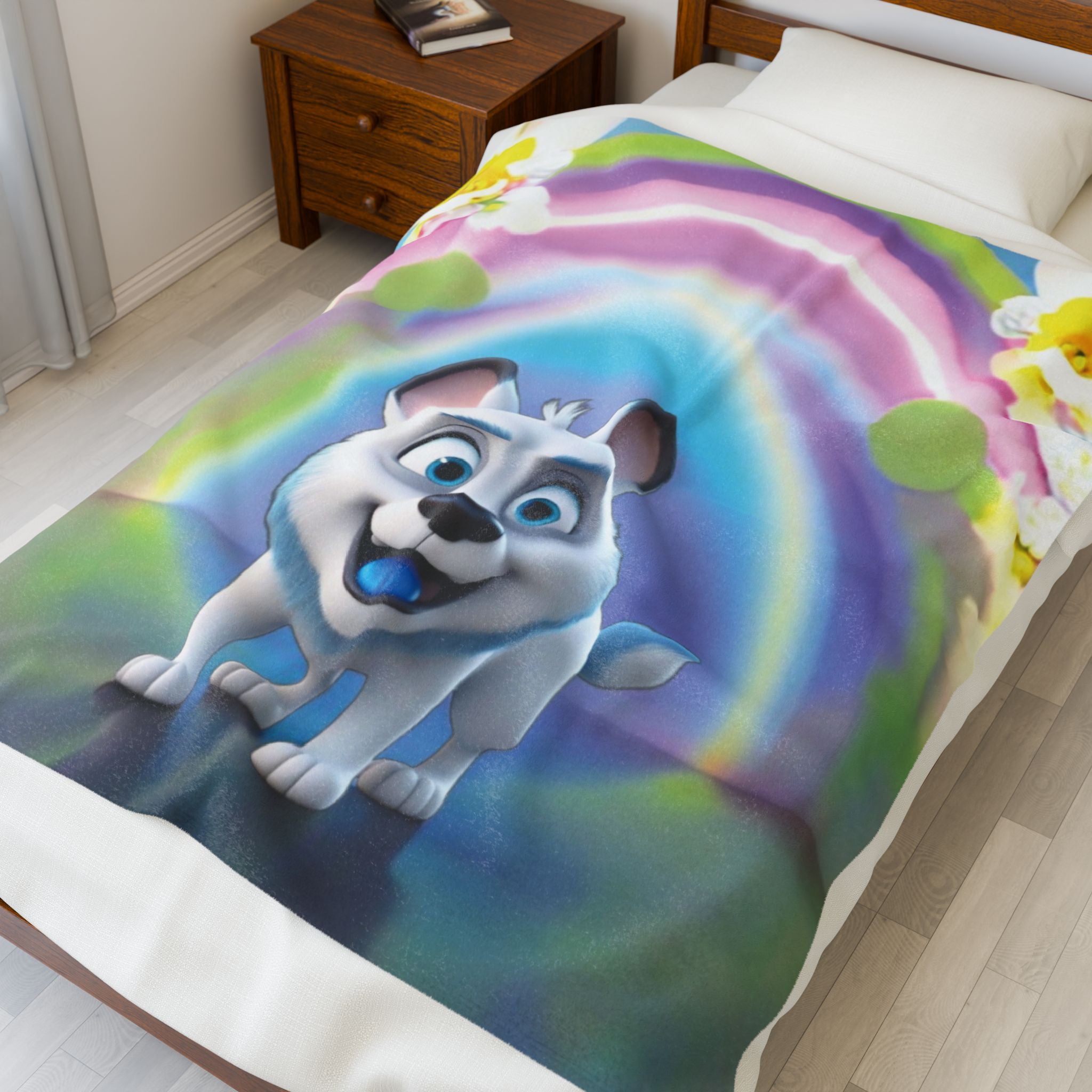 Velveteen Plush Blanket - Happy Dog Children's Throw Blanket