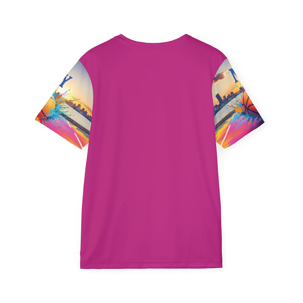 NY Basketball Jersey — Colorful Splash All-Over Print Sports Tee